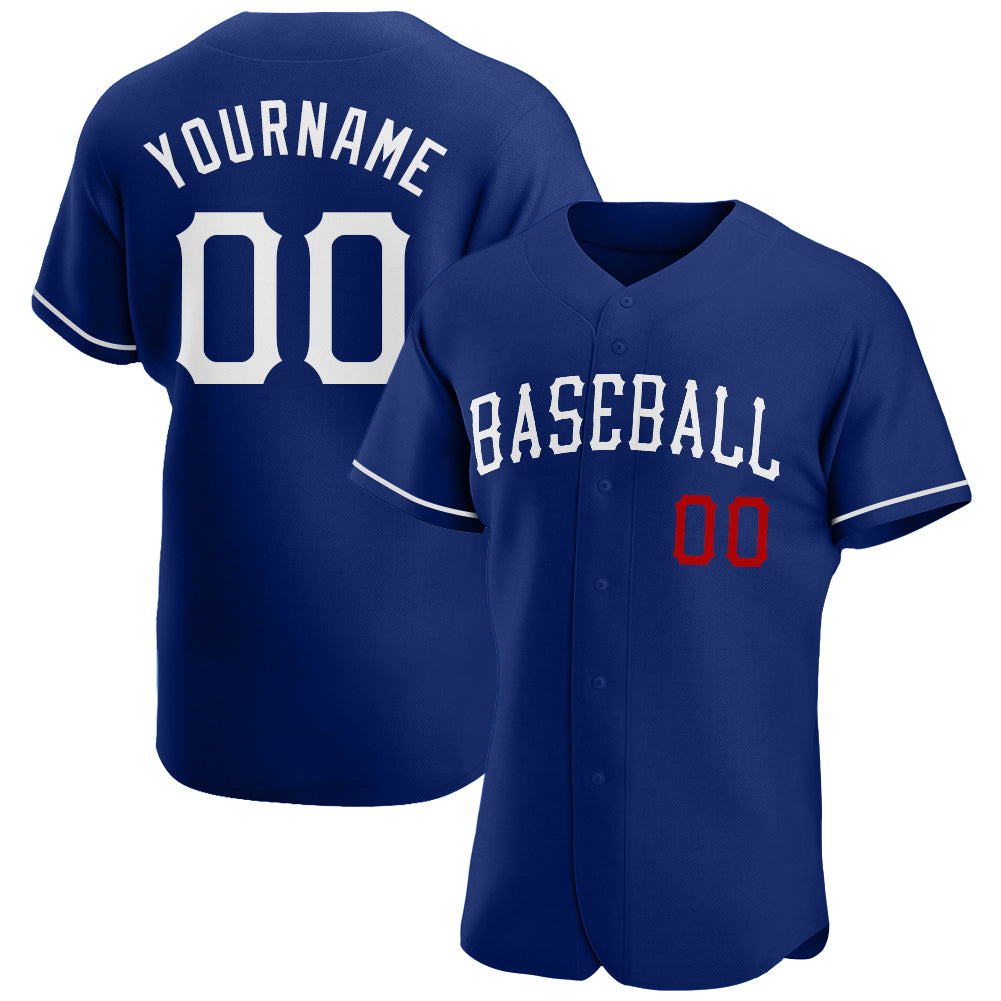 Custom Royal White-Red Authentic Baseball Jersey