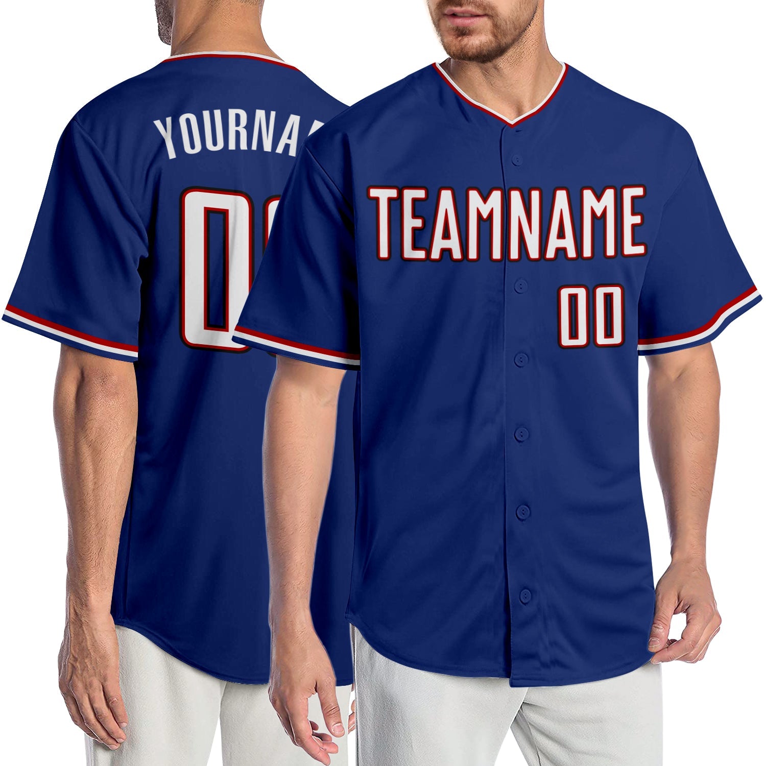 Custom Royal White-Red Authentic Baseball Jersey