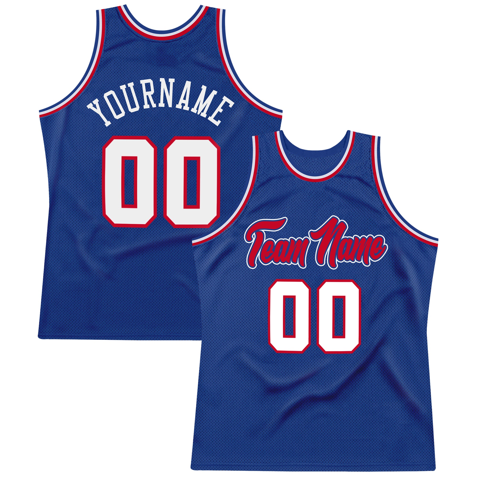 Custom Royal White-Red Authentic Throwback Basketball Jersey