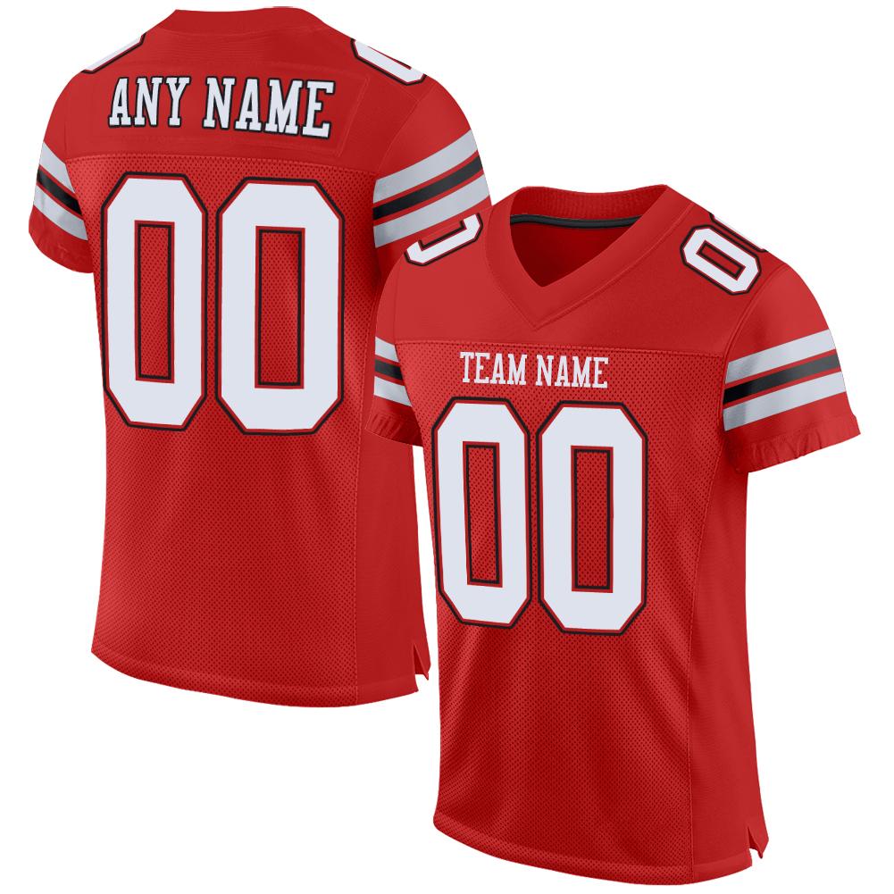 Custom Scarlet White-Black Mesh Authentic Football Jersey