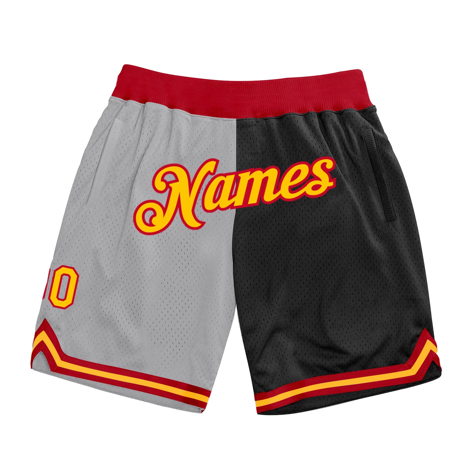 Custom Silver Gray Gold-Black Authentic Throwback Split Fashion Basketball Shorts