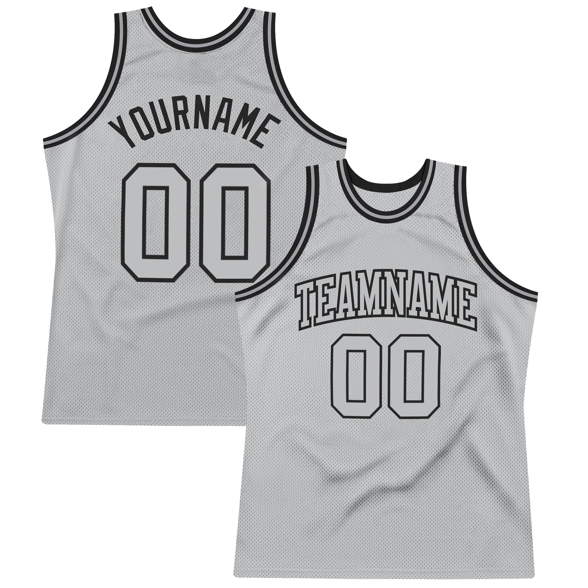 Custom Silver Gray Silver Gray-Black Authentic Throwback Basketball Jersey