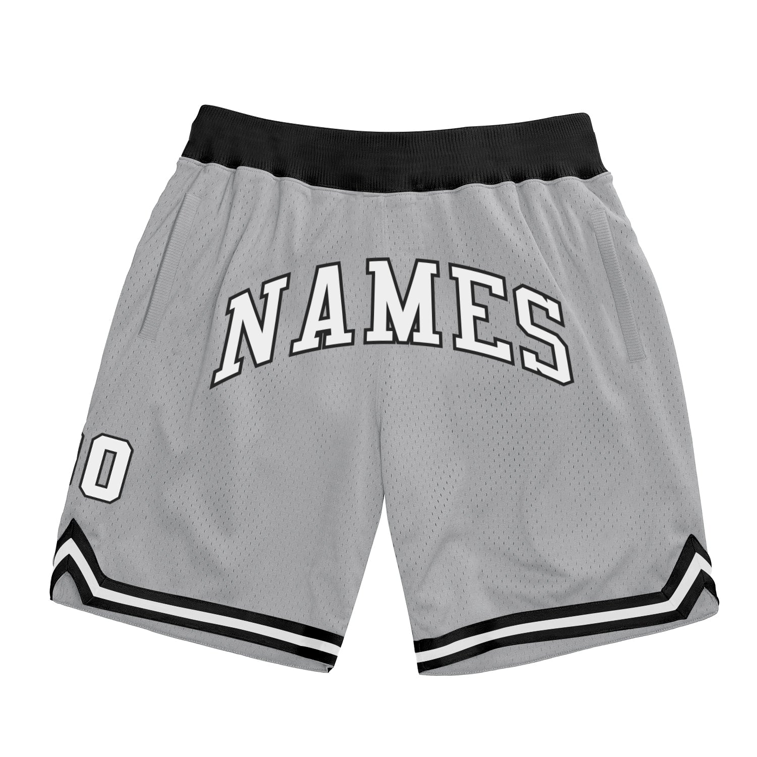 Custom Silver Gray White-Black Authentic Throwback Basketball Shorts