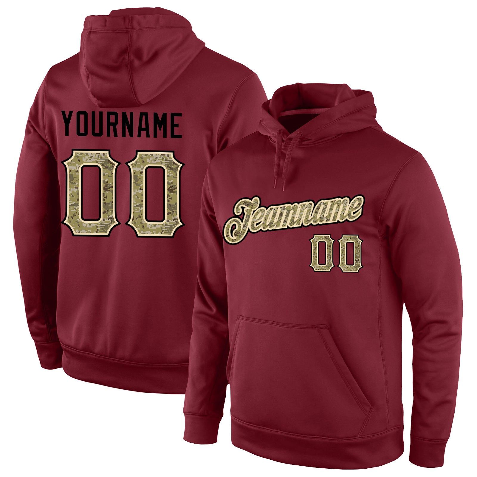 Custom Stitched Burgundy Cream-Black Sports Pullover Sweatshirt Hoodie