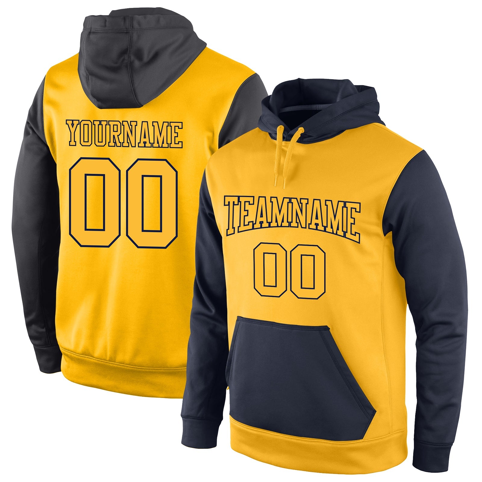 Custom Stitched Gold Gold-Black Sports Pullover Sweatshirt Hoodie