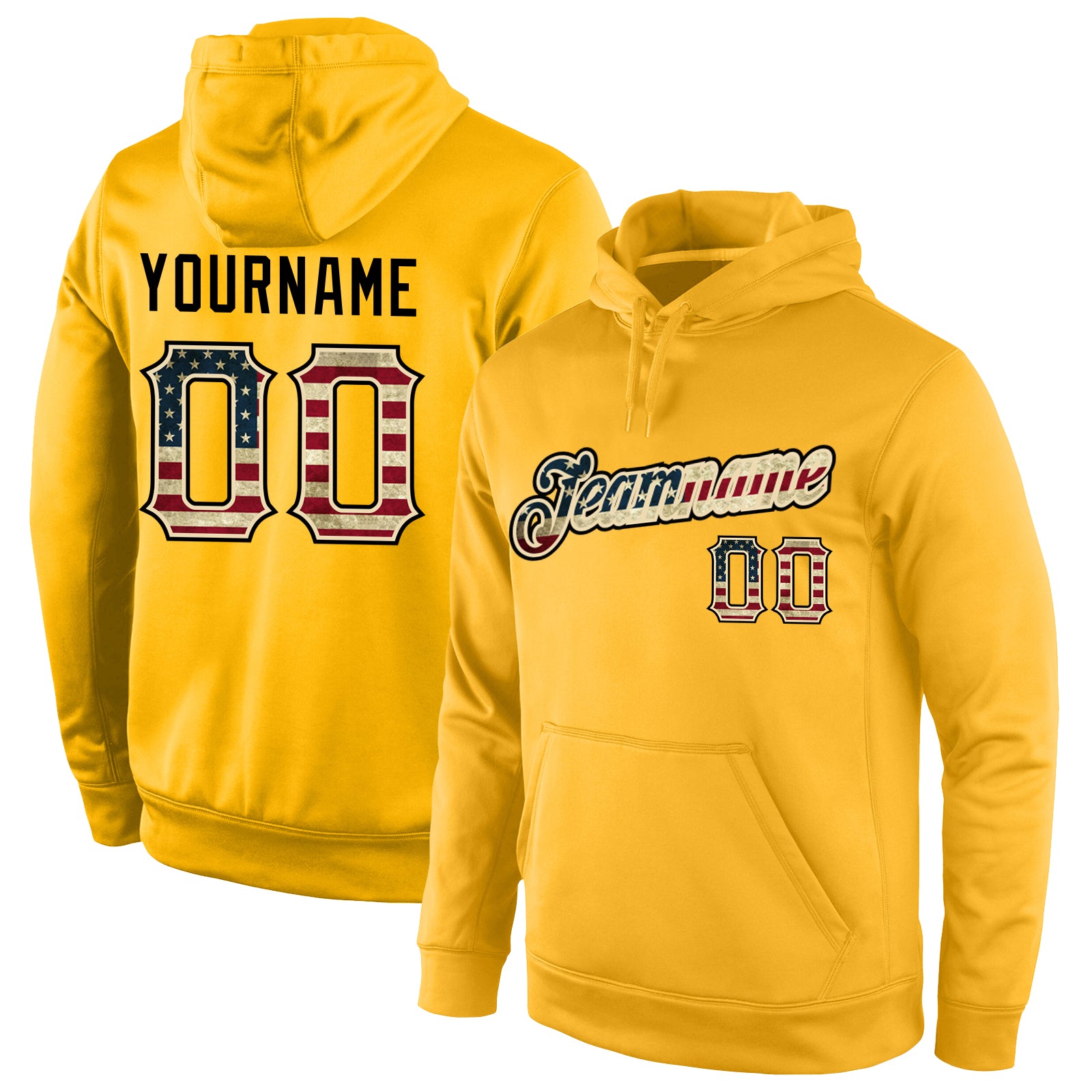 Custom Stitched Gold Vintage USA Flag-Cream Sports Pullover Sweatshirt Hoodie