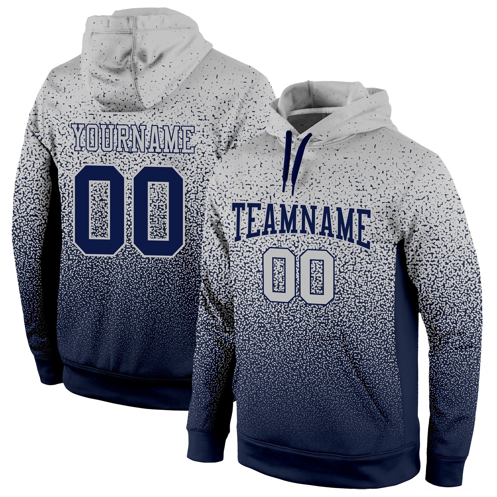 Custom Stitched Gray Navy Fade Fashion Sports Pullover Sweatshirt Hoodie