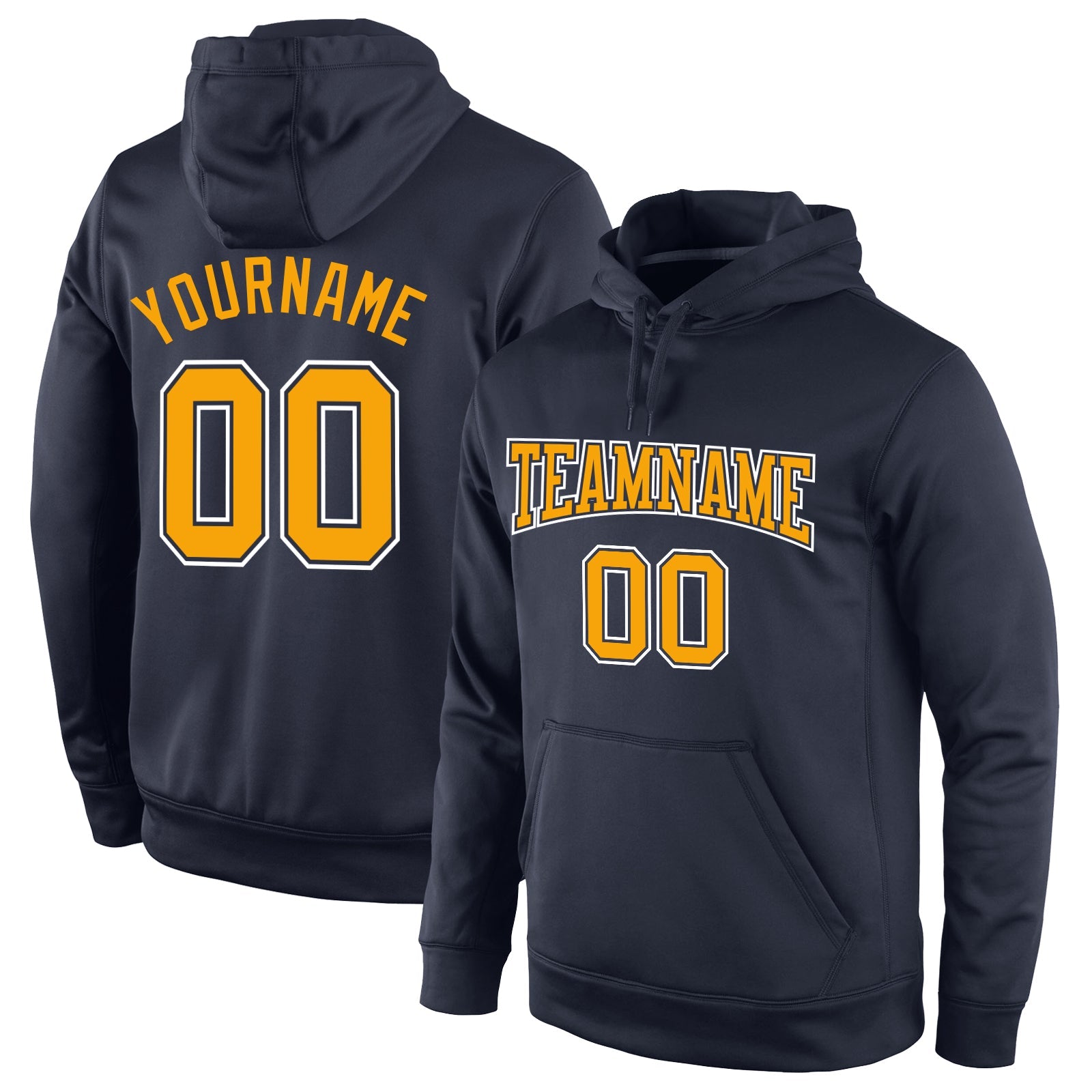 Custom Stitched Navy Gold-White Sports Pullover Sweatshirt Hoodie