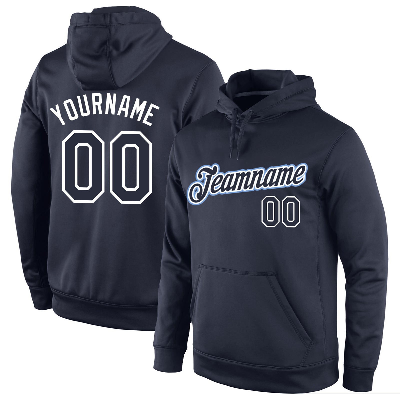 Custom Stitched Navy Navy-White Sports Pullover Sweatshirt Hoodie