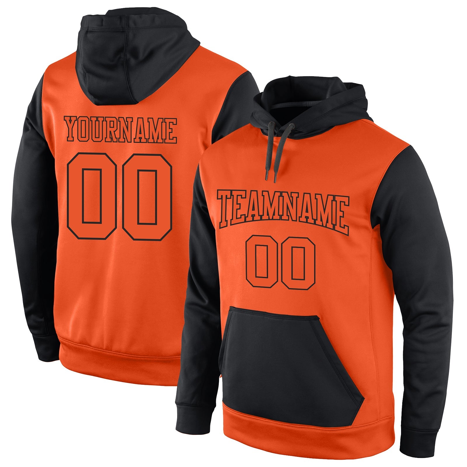 Custom Stitched Orange Orange-Black Sports Pullover Sweatshirt Hoodie