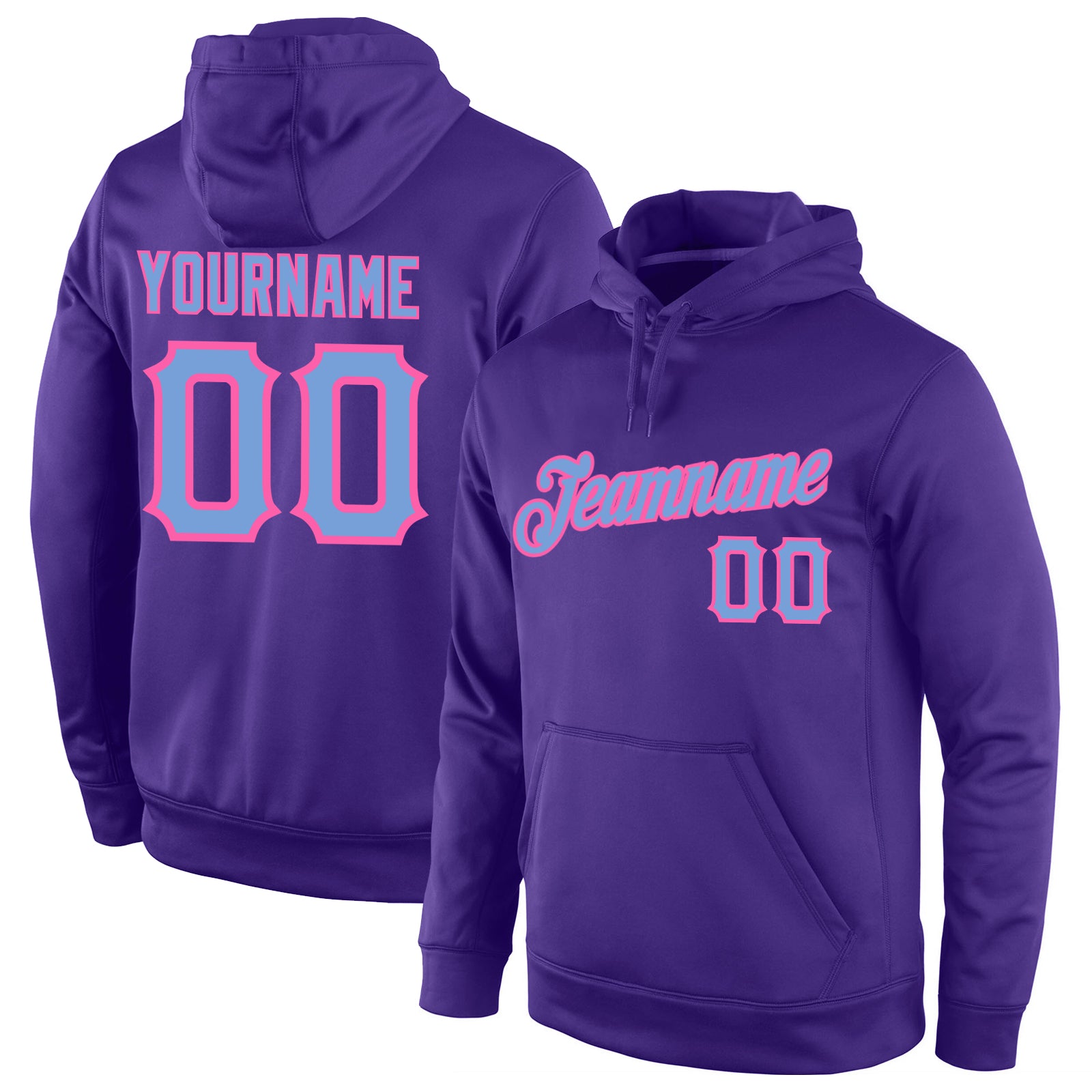 Custom Stitched Purple Light Blue-Pink Sports Pullover Sweatshirt Hoodie