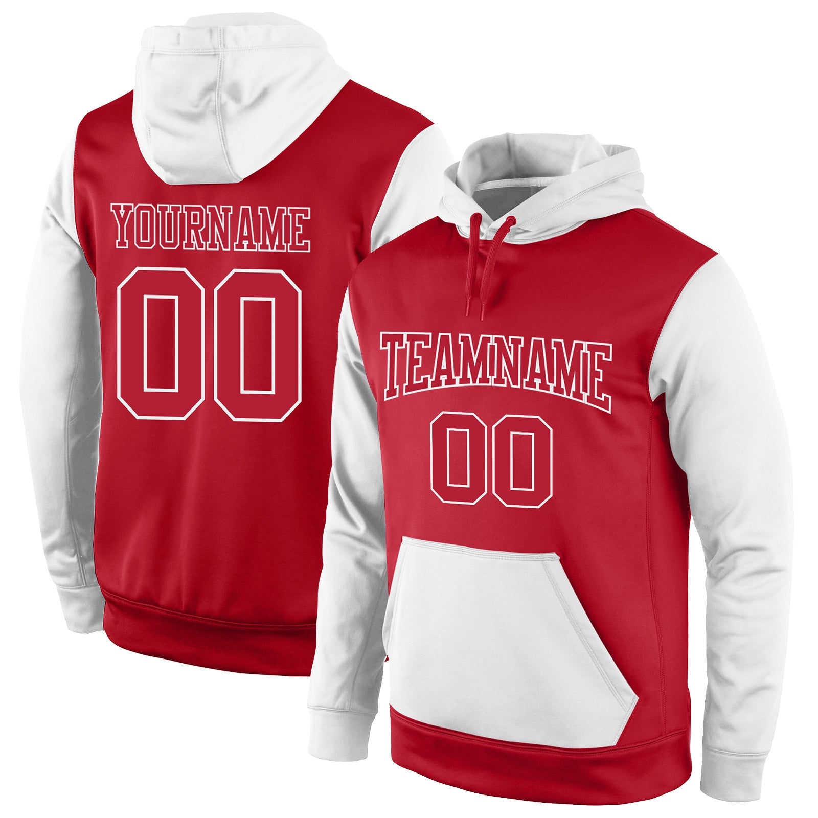 Custom Stitched Red Red-White Sports Pullover Sweatshirt Hoodie