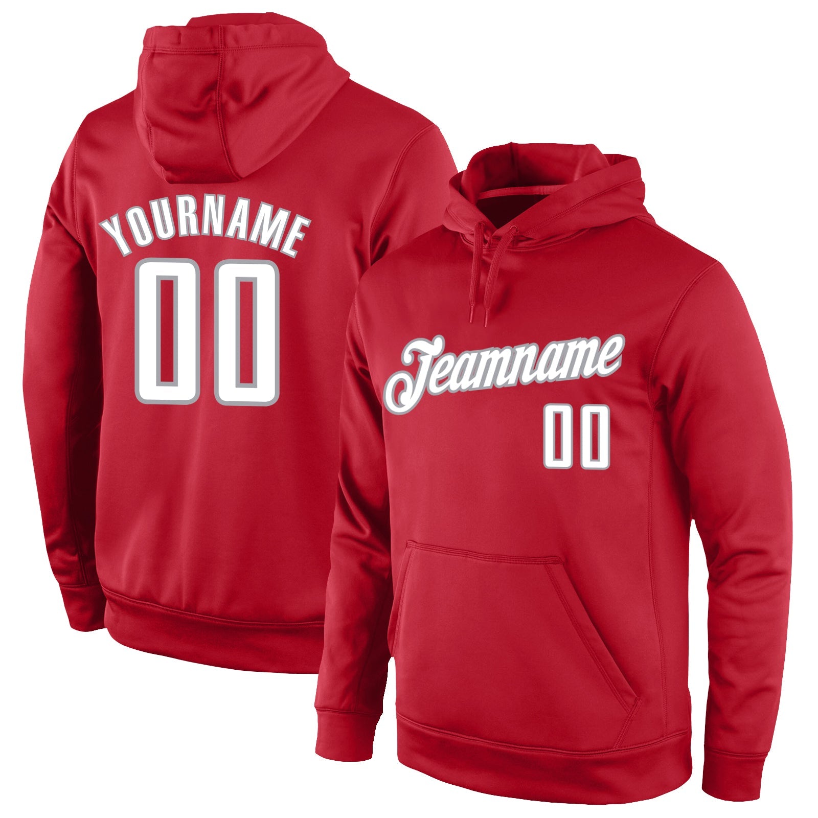 Custom Stitched Red White-Gray Sports Pullover Sweatshirt Hoodie