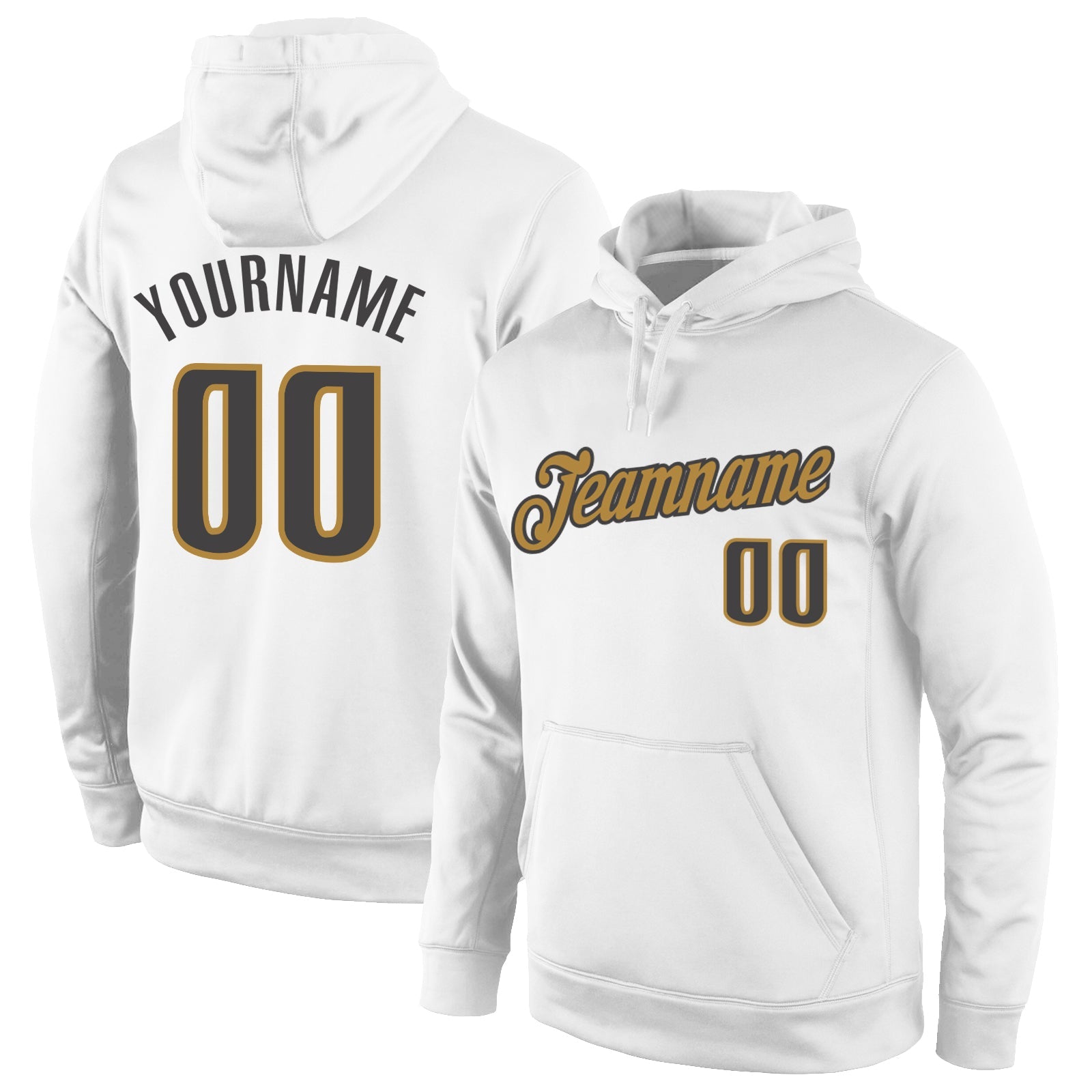 Custom Stitched White Dark Gray-Old Gold Sports Pullover Sweatshirt Hoodie