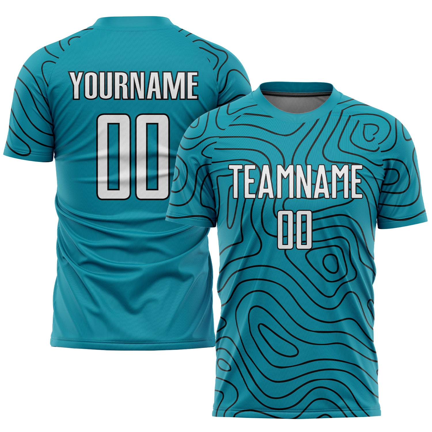 Custom Teal White-Black Green Sublimation Soccer Uniform Jersey