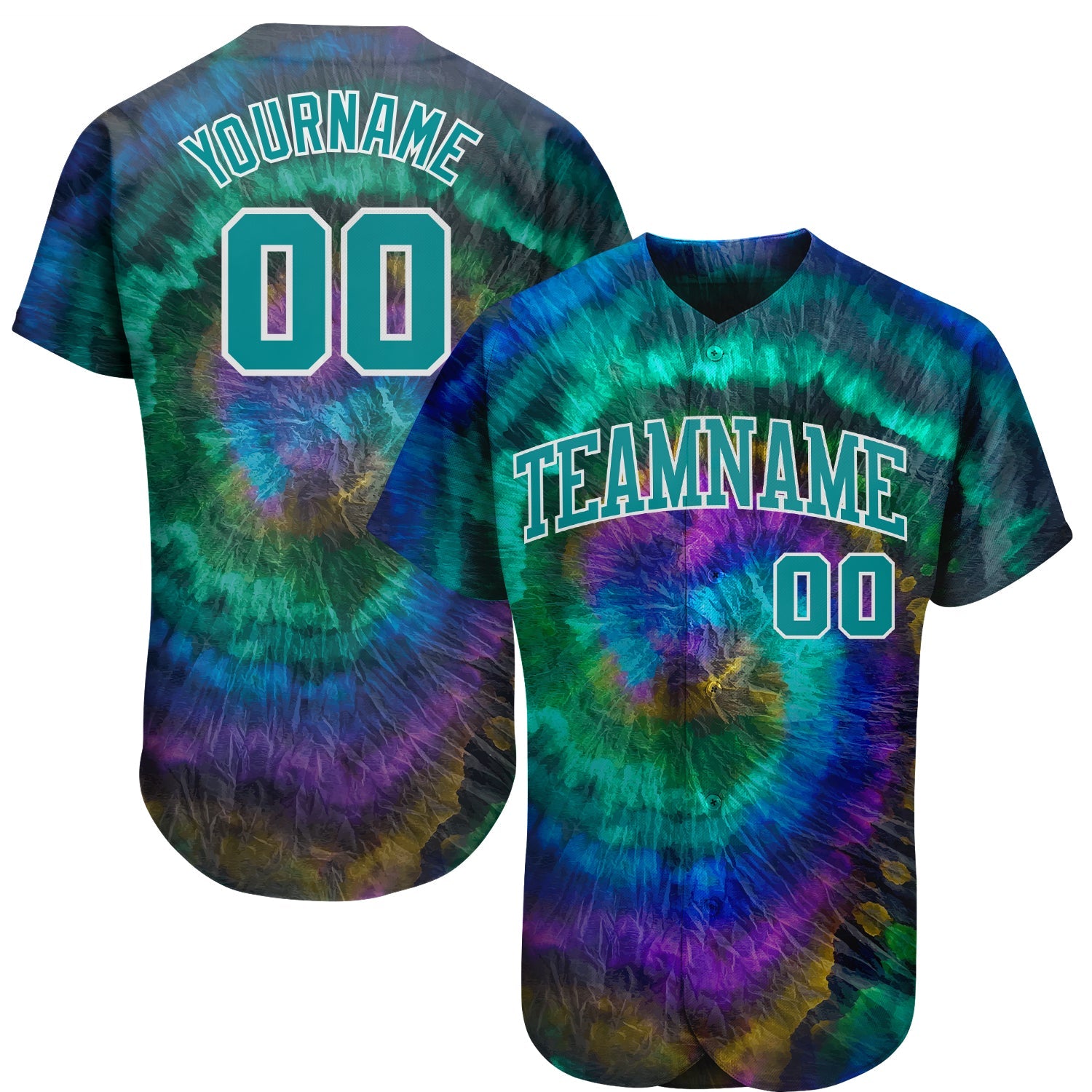 Custom Tie Dye Aqua-White 3D Authentic Baseball Jersey