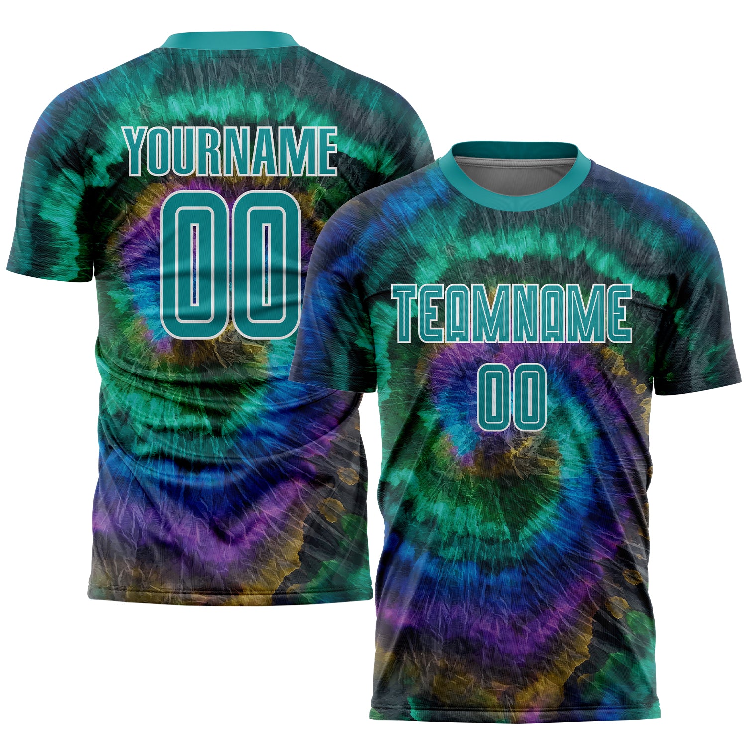 Custom Tie Dye Aqua-White Sublimation Soccer Uniform Jersey