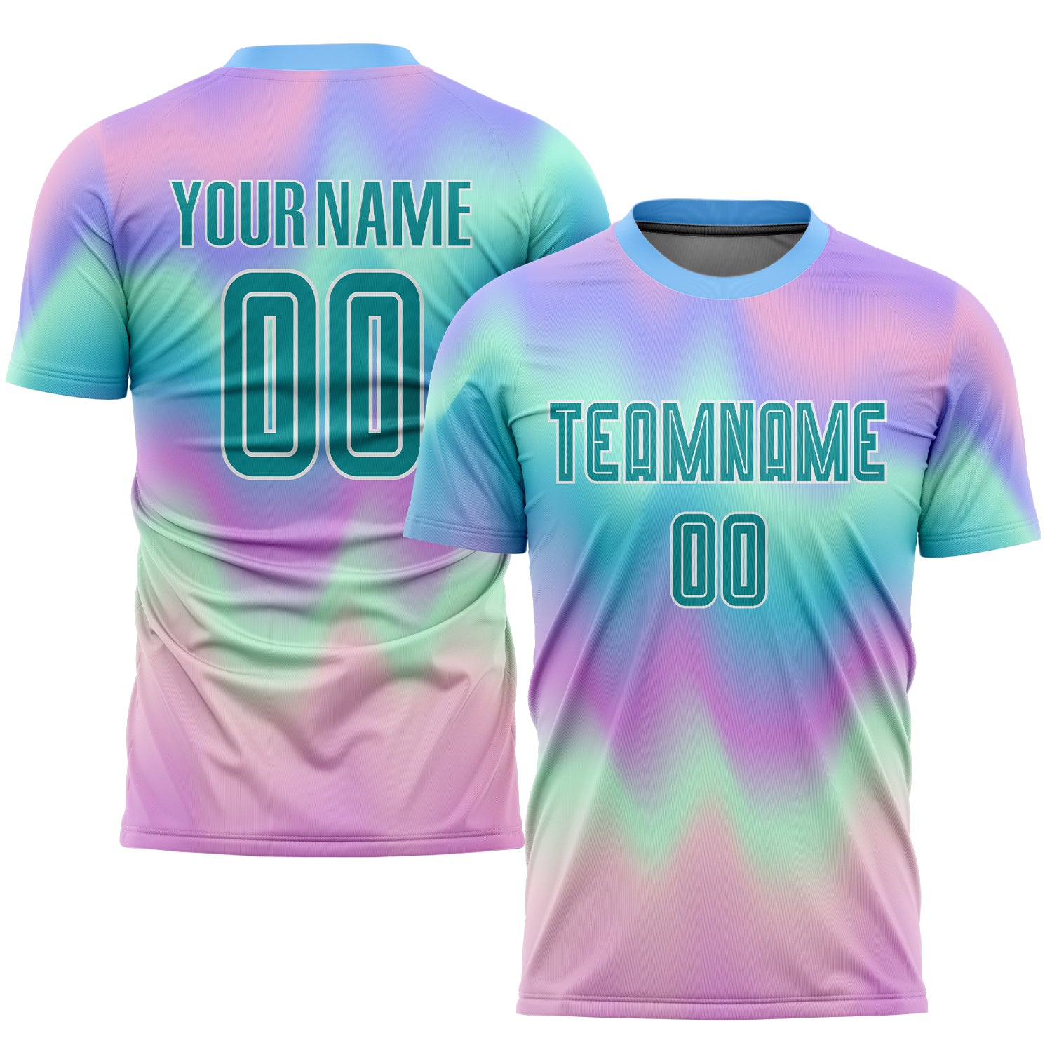 Custom Tie Dye Aqua-White Sublimation Soccer Uniform Jersey