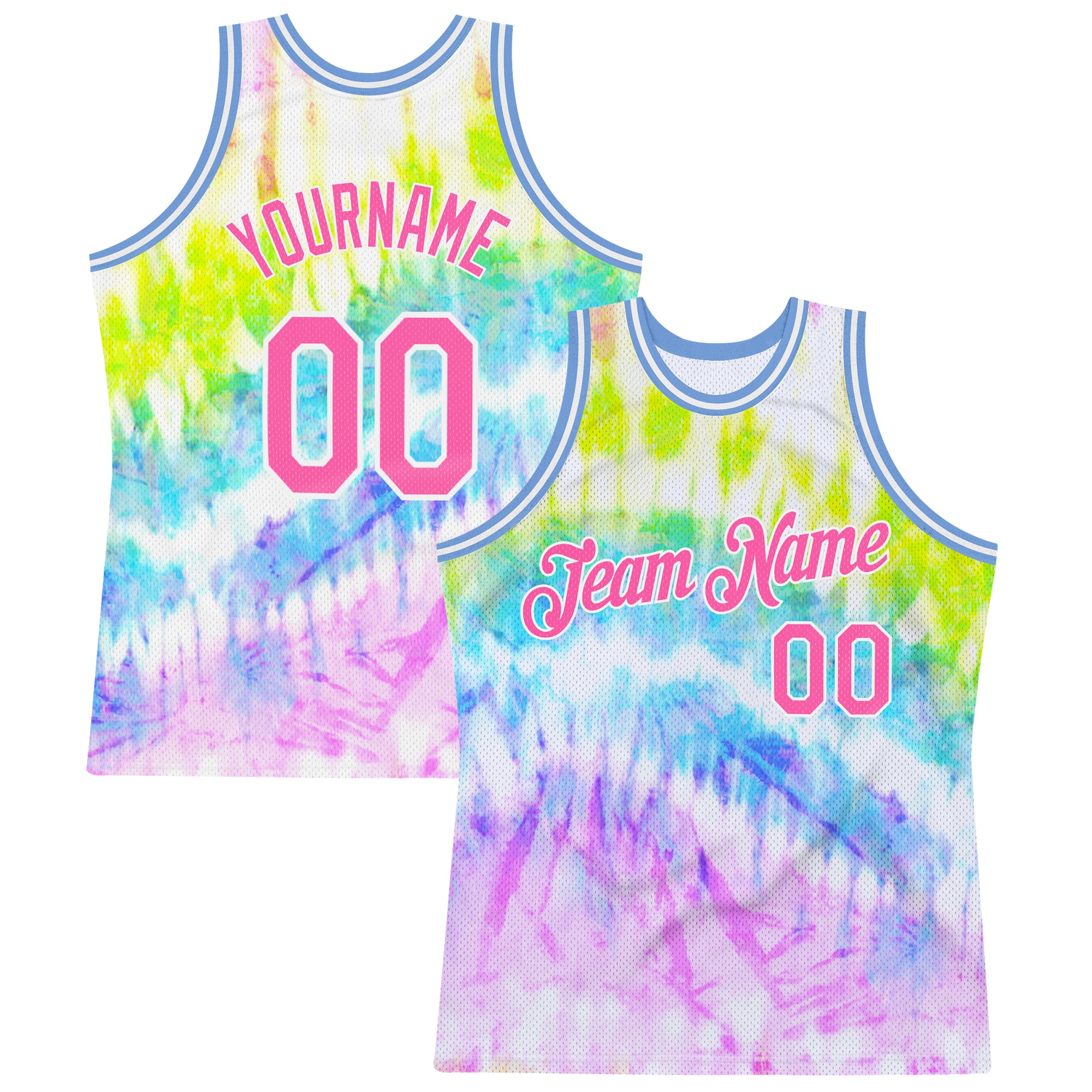 Custom Tie Dye Pink-White 3D Pattern Design Authentic Basketball Jersey