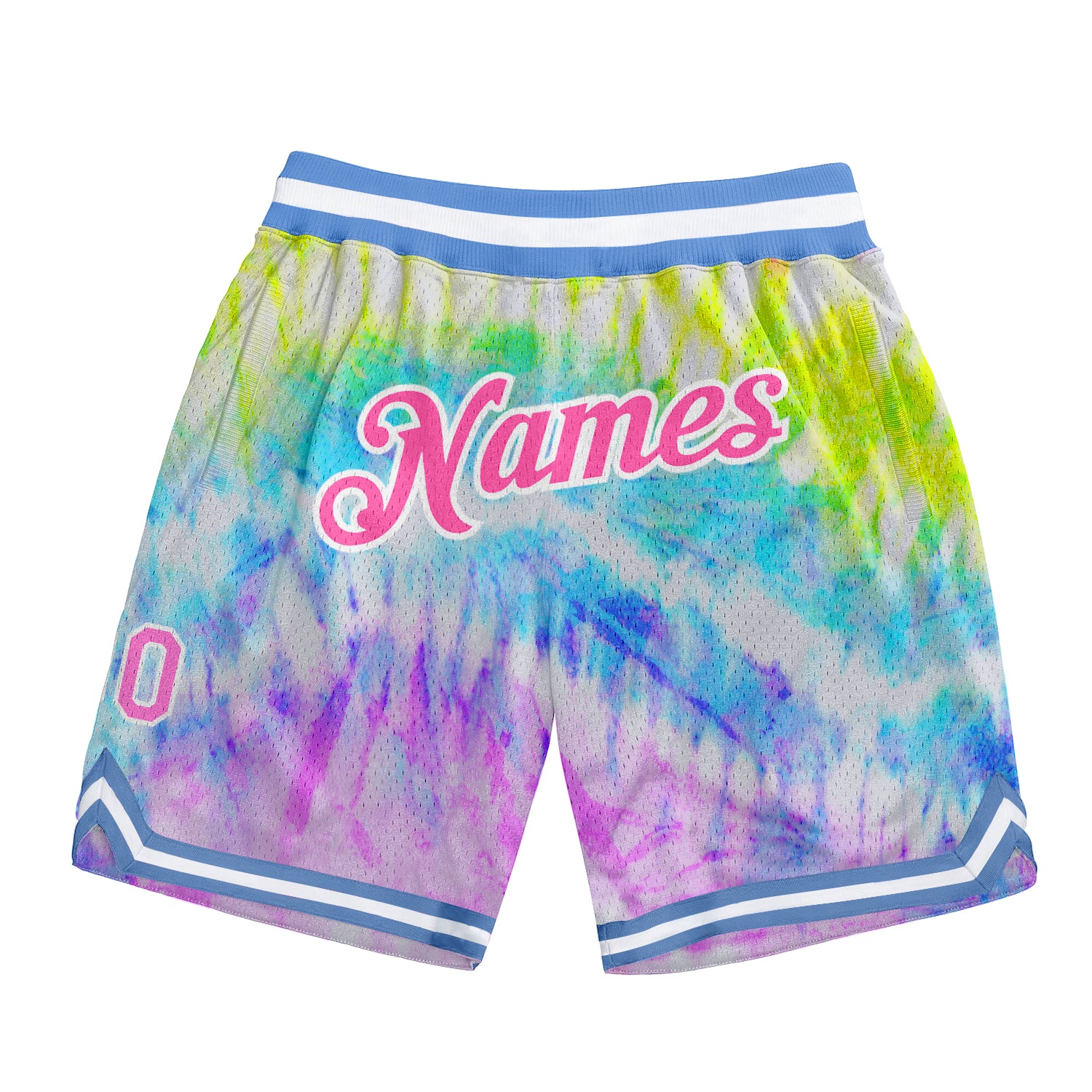 Custom Tie Dye Pink-White 3D Pattern Design Authentic Basketball Shorts