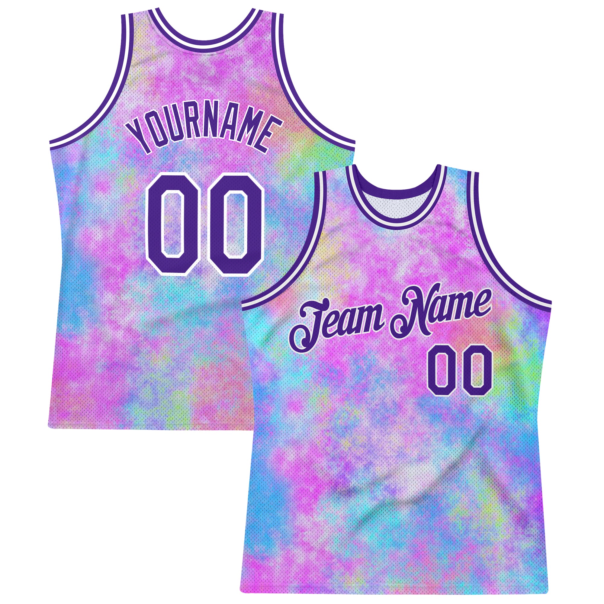 Custom Tie Dye Purple-White 3D Pattern Design Watercolor Gradient Authentic Basketball Jersey