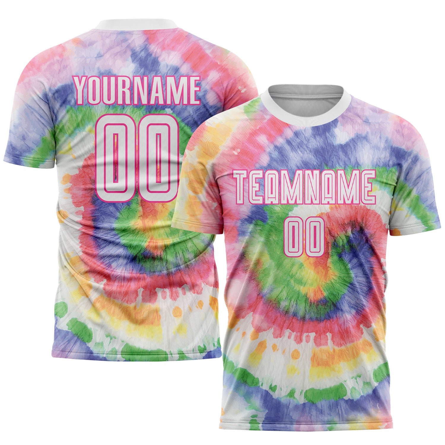 Custom Tie Dye White-Pink Sublimation Soccer Uniform Jersey