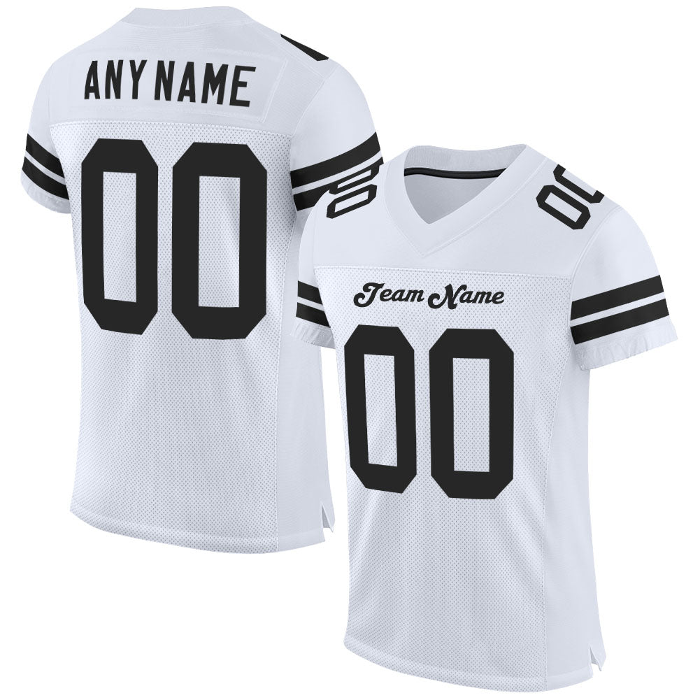 Custom White Black Mesh Authentic Football Jersey