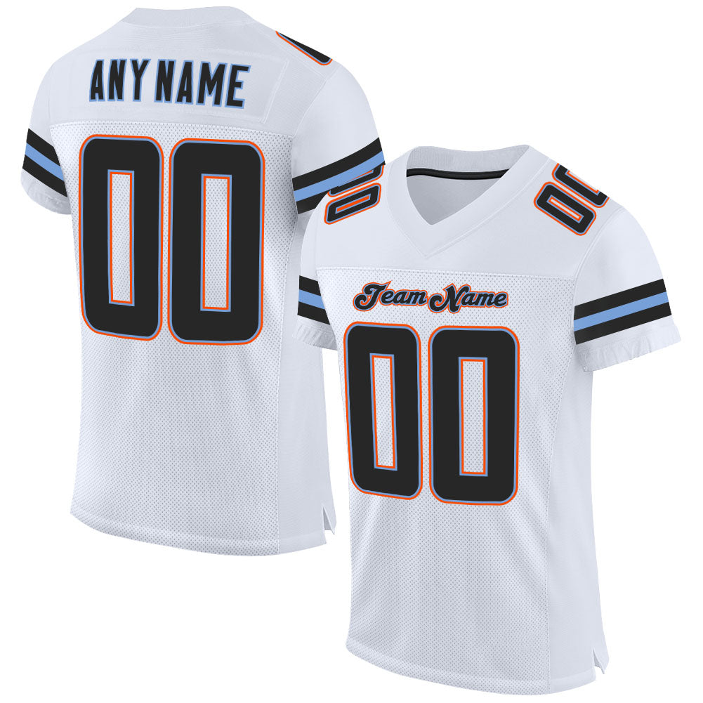 Custom White Black-Powder Blue Mesh Authentic Football Jersey