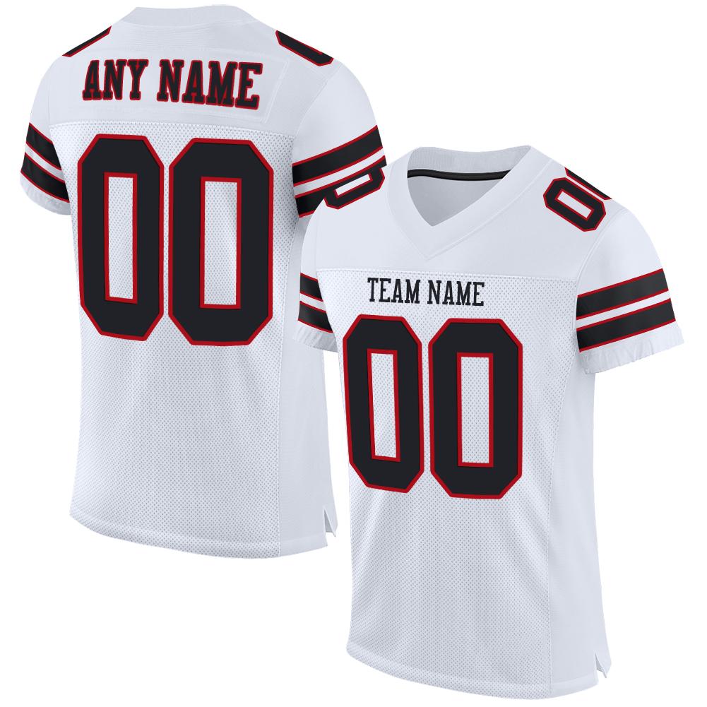 Custom White Black-Red Mesh Authentic Football Jersey