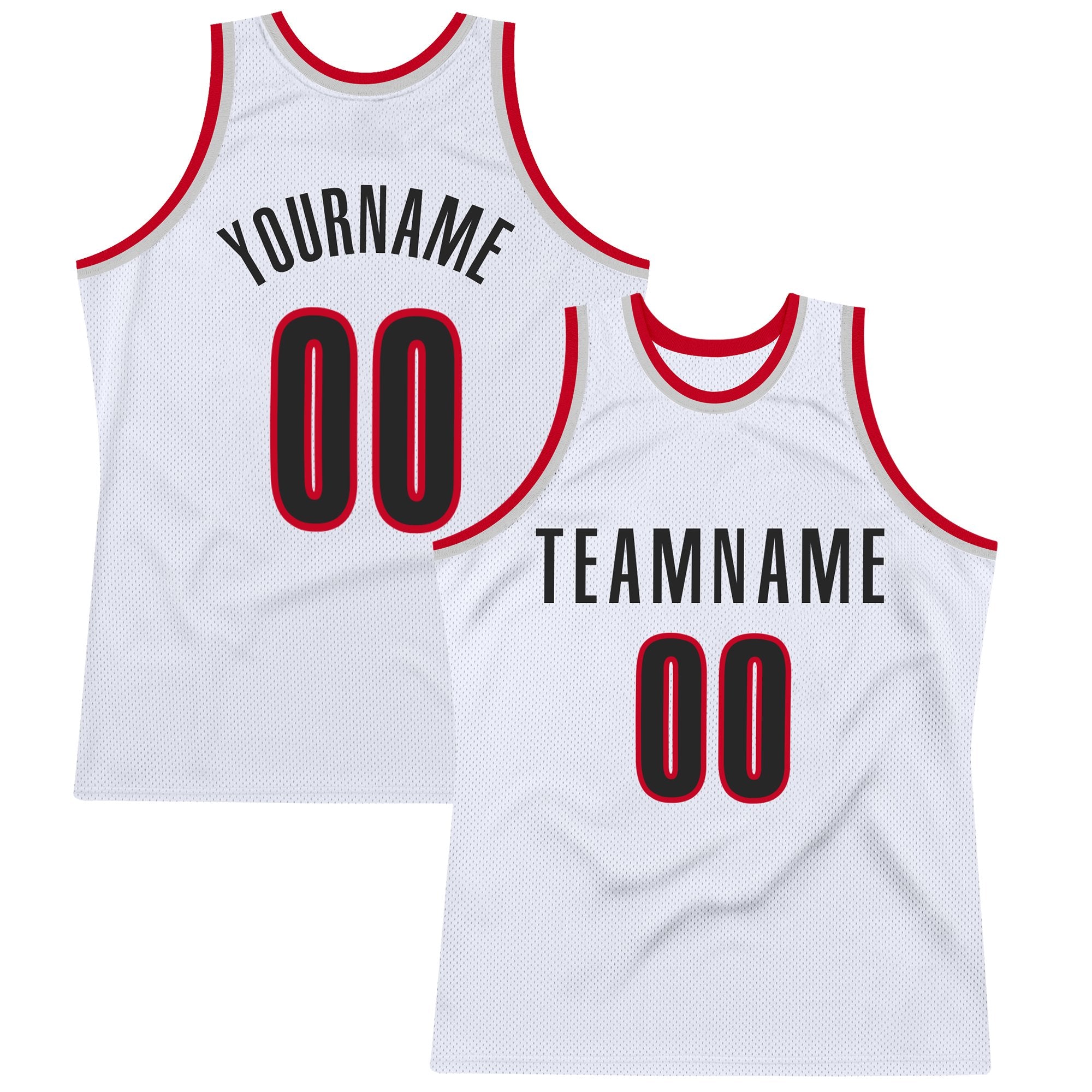 Custom White Black-Red Authentic Throwback Basketball Jersey