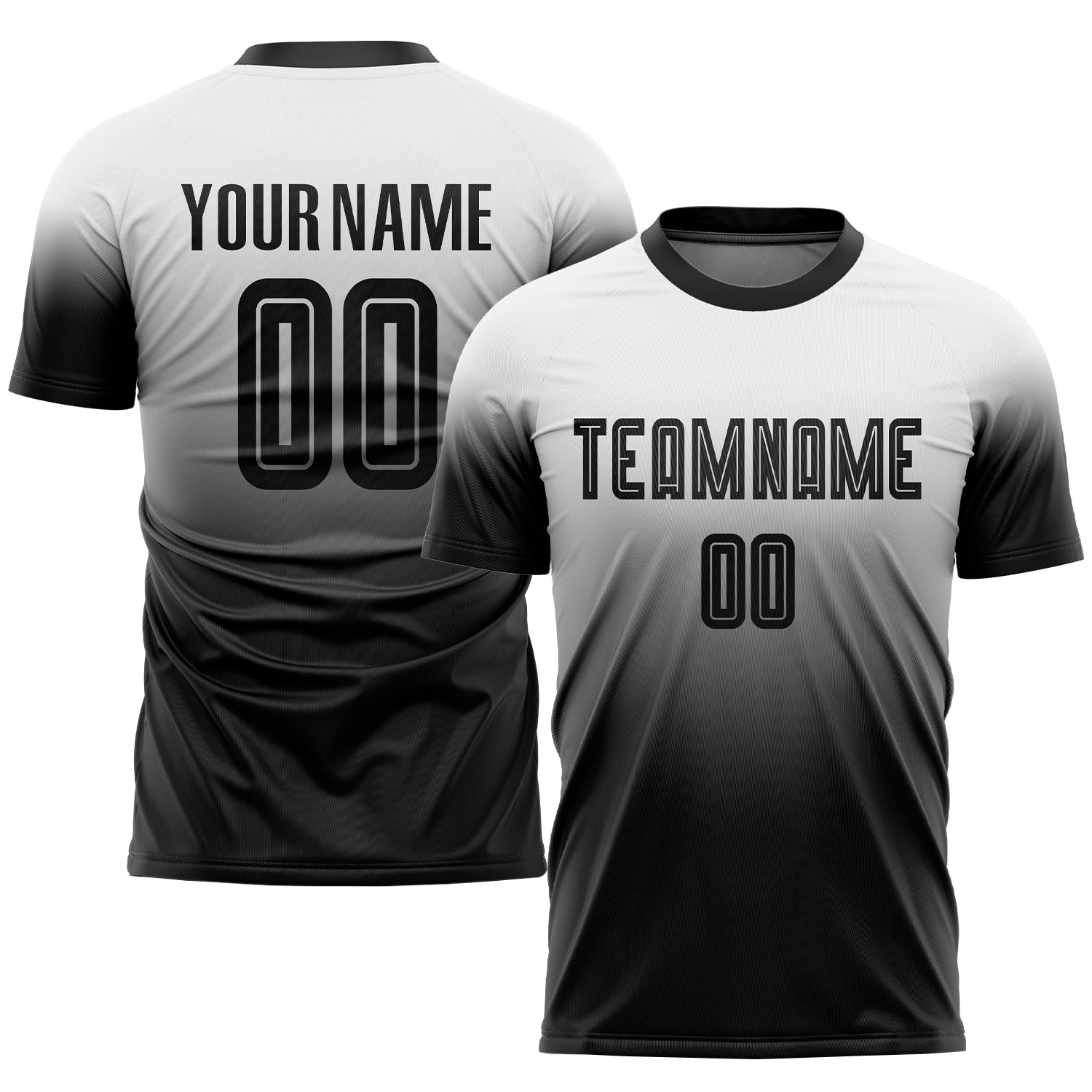 Custom White Black Sublimation Fade Fashion Soccer Uniform Jersey