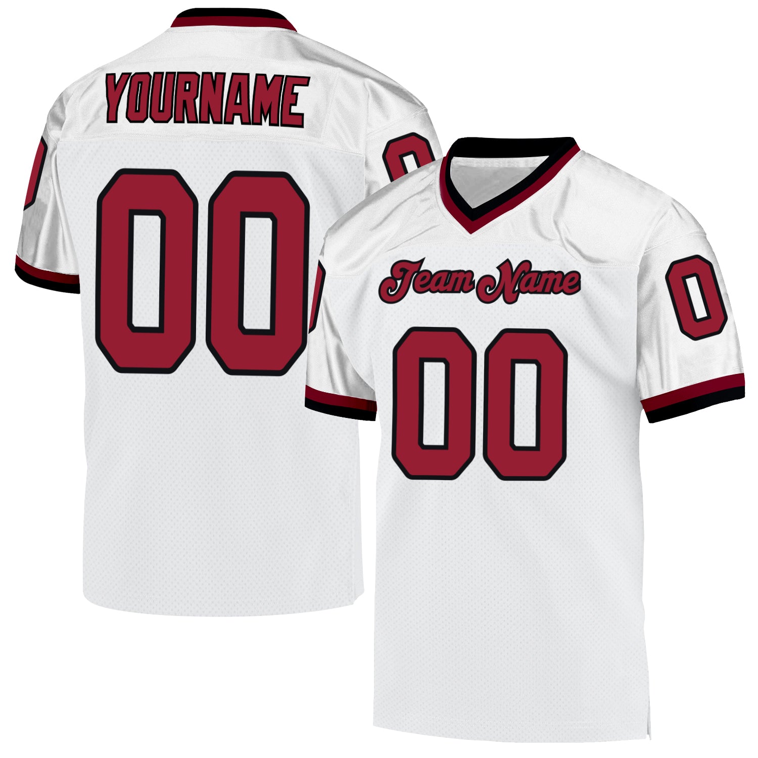 Custom White Cardinal-Black Mesh Authentic Throwback Football Jersey