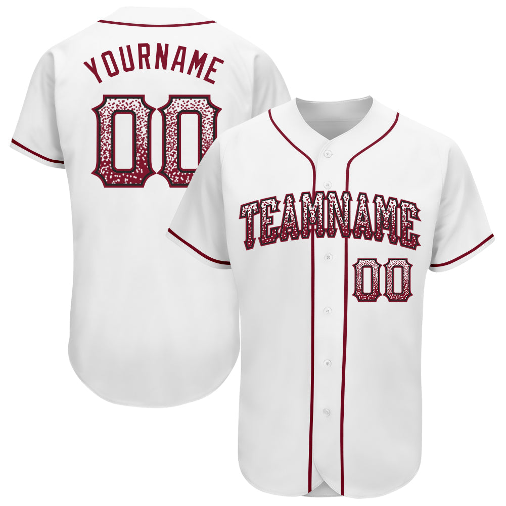 Custom White Crimson-Black Authentic Drift Fashion Baseball Jersey