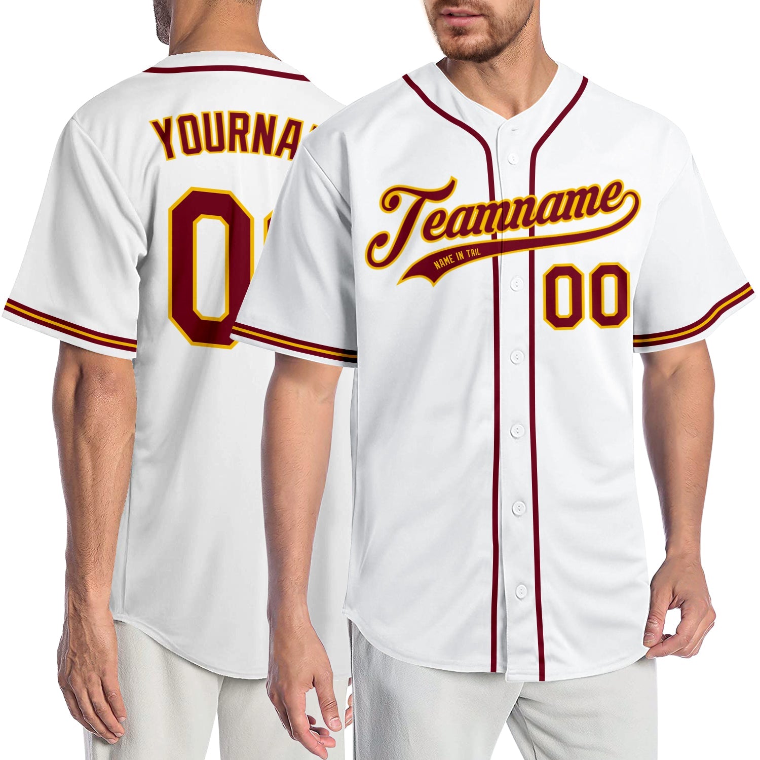 Custom White Crimson-Gold Authentic Baseball Jersey