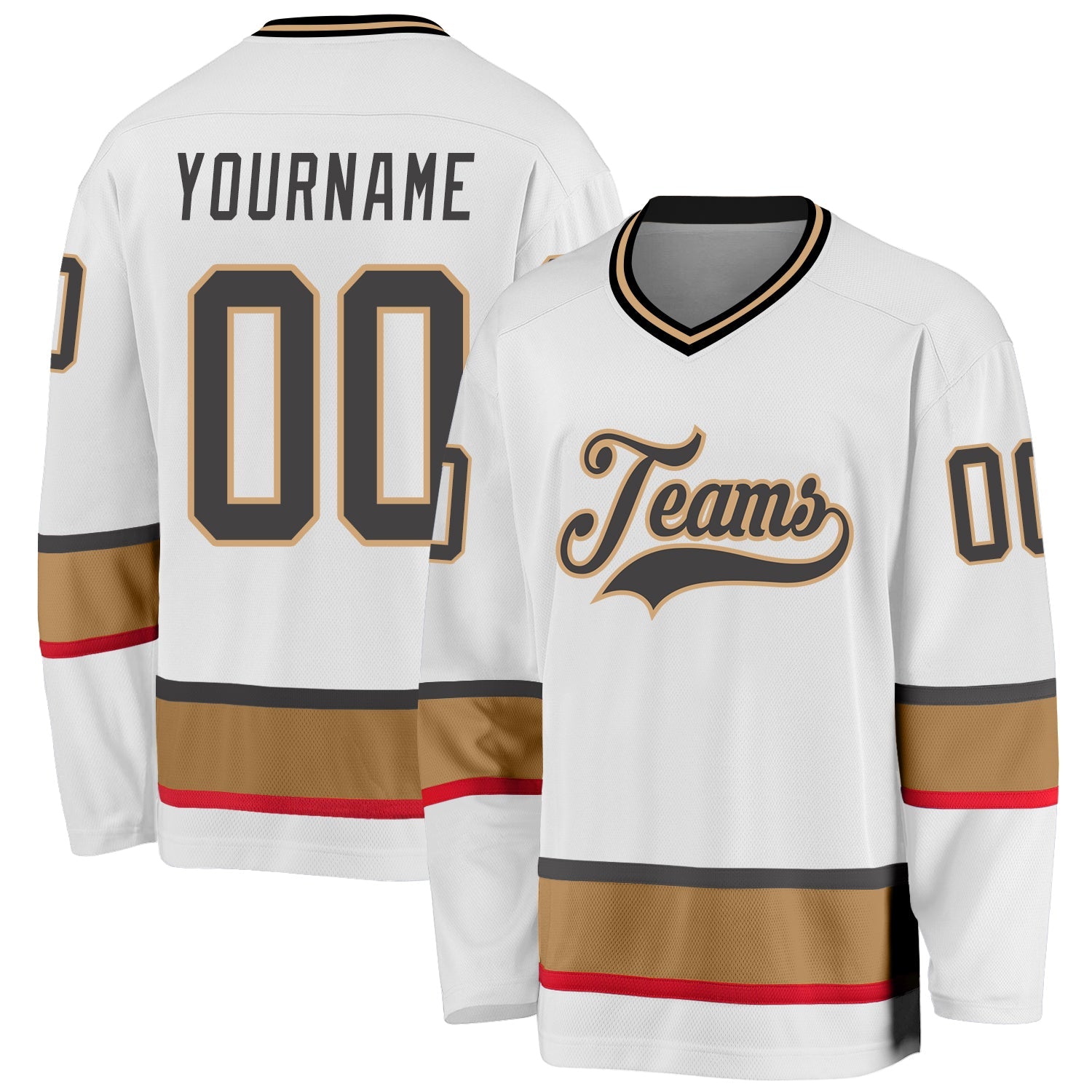 Custom White Dark Gray-Old Gold Hockey Jersey