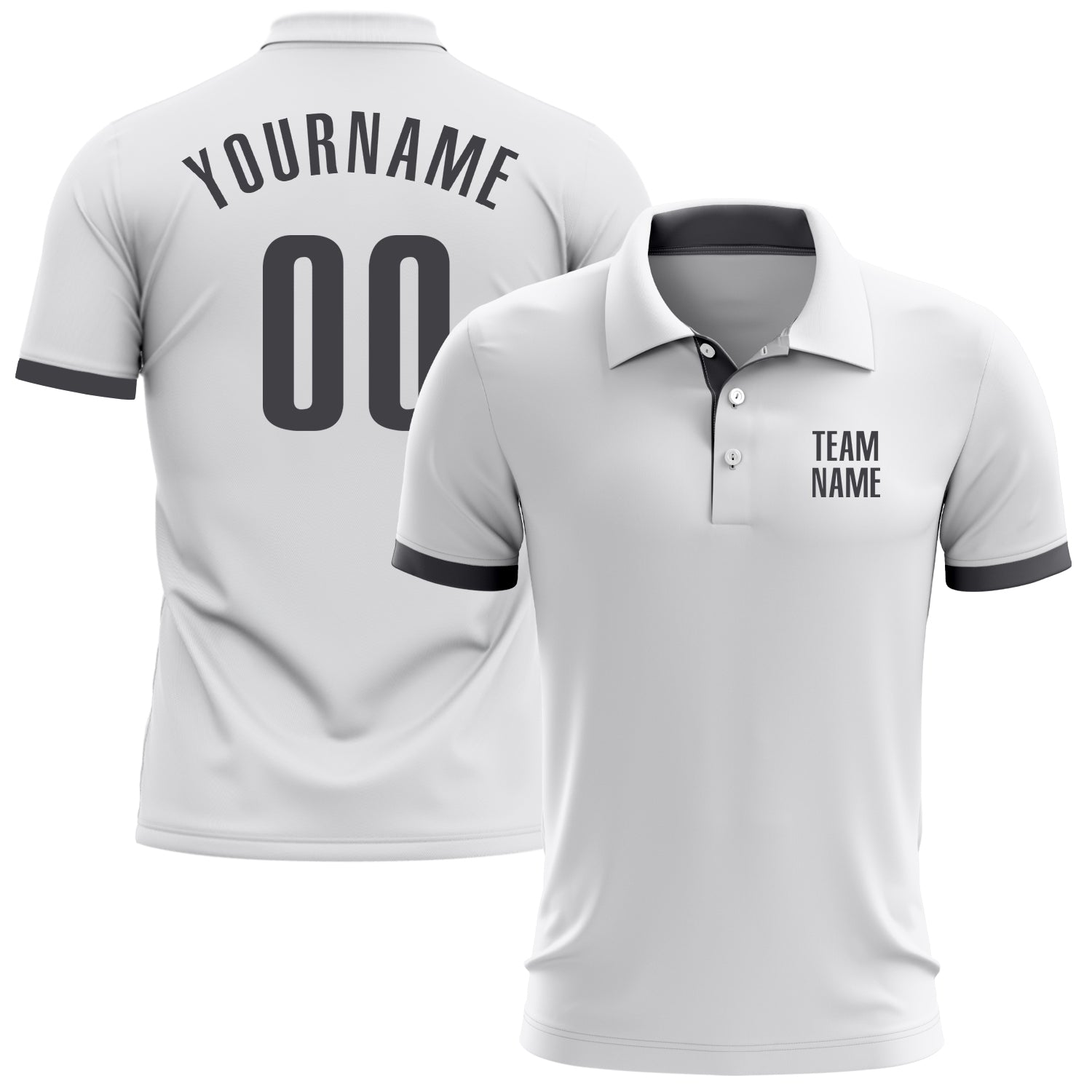 Custom White Dark Gray Performance Golf Polo Shirt