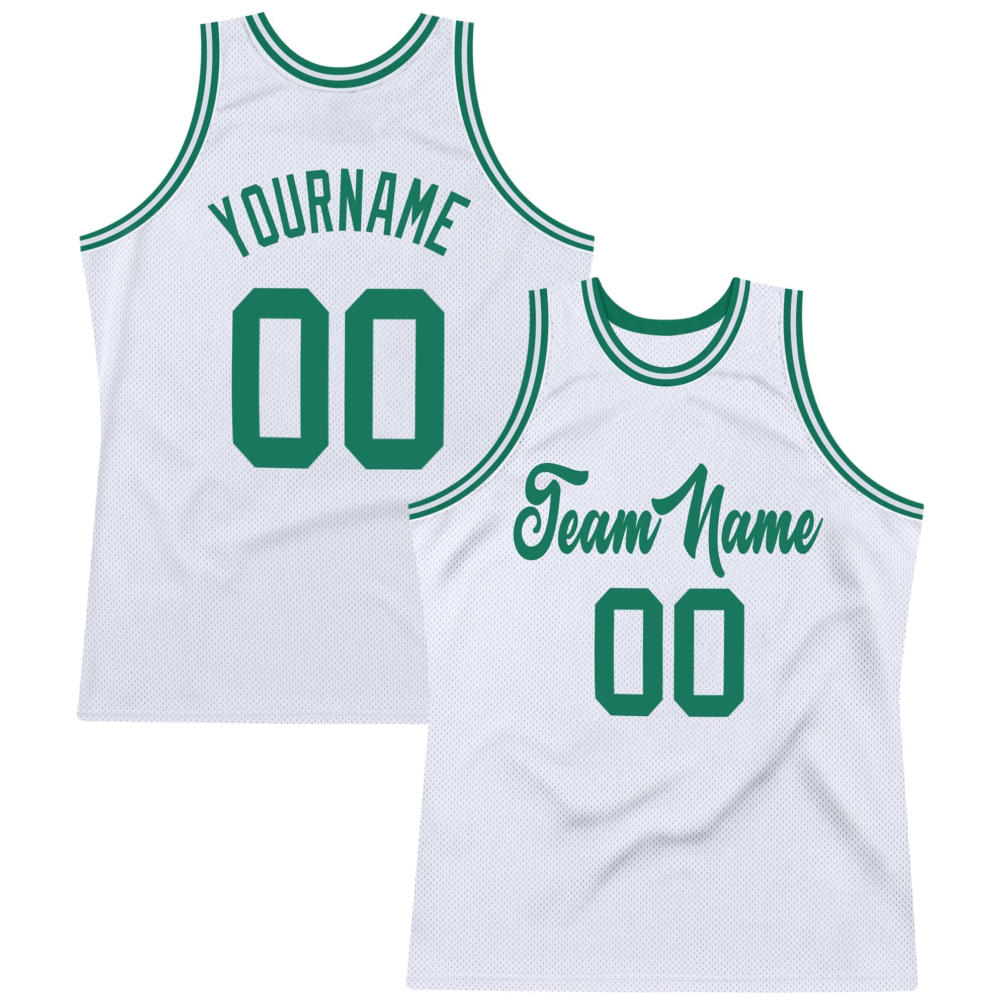 Custom White Kelly Green Authentic Throwback Basketball Jersey