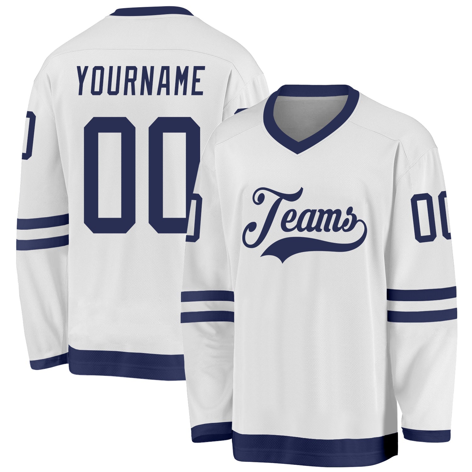 Custom White Navy Hockey Jersey