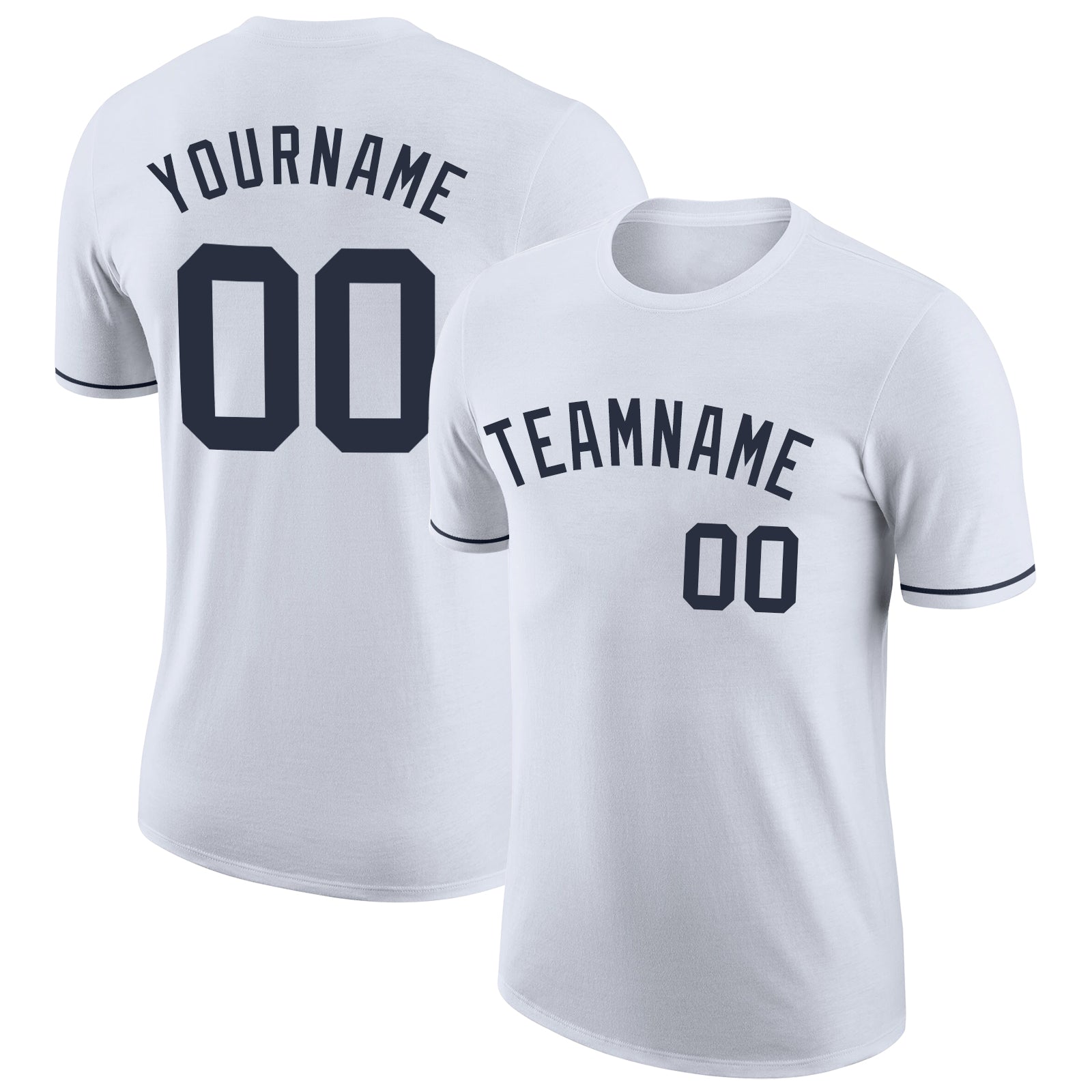 Custom White Navy Performance T-Shirt