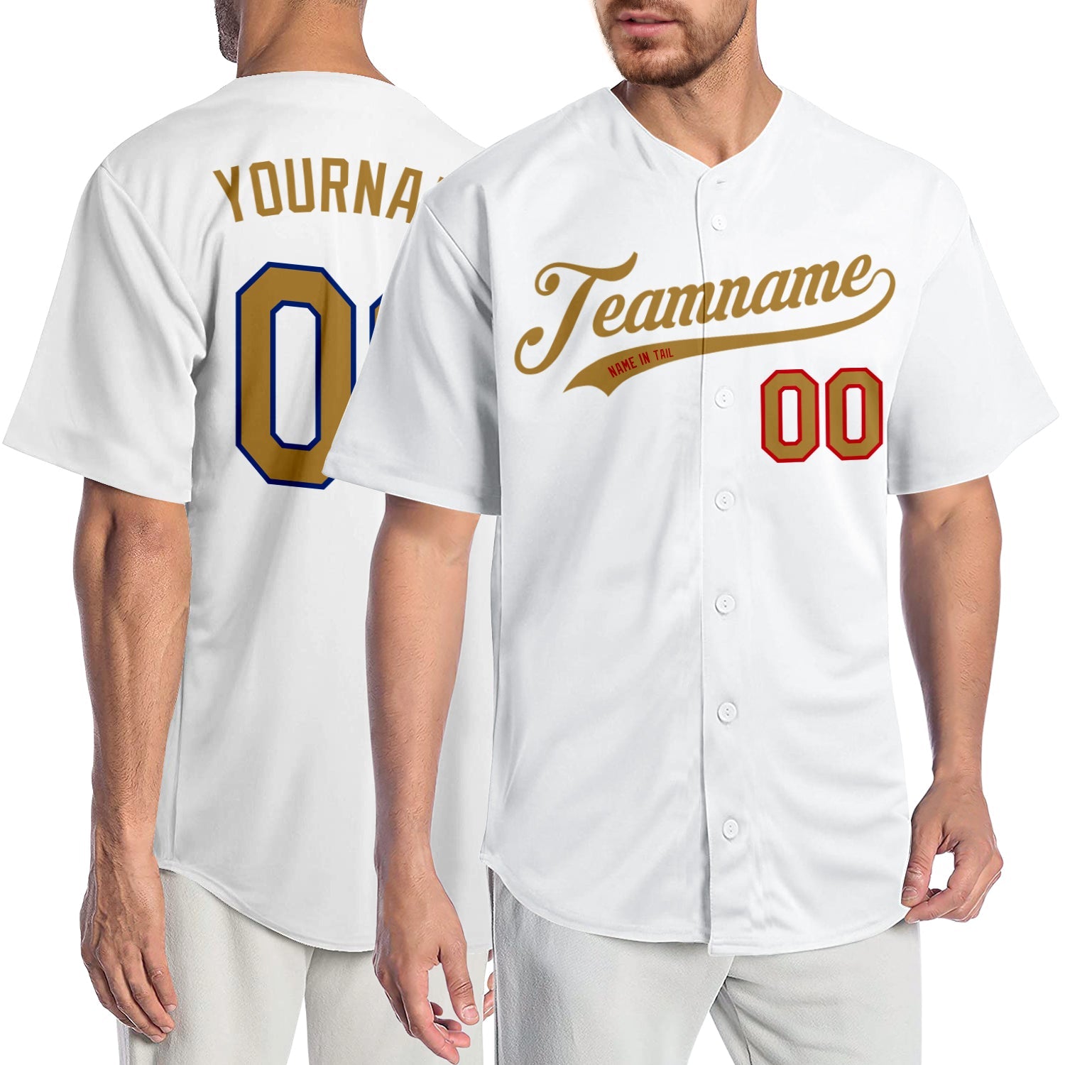 Custom White Old Gold-Red Authentic Baseball Jersey