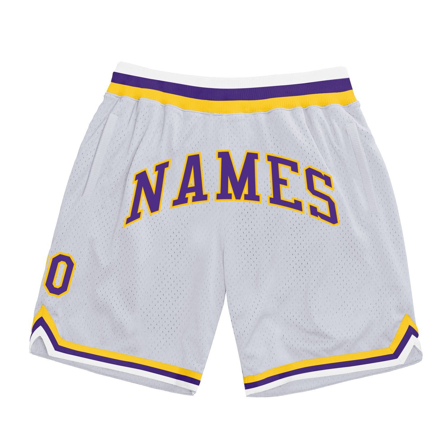 Custom White Purple-Gold Authentic Throwback Basketball Shorts