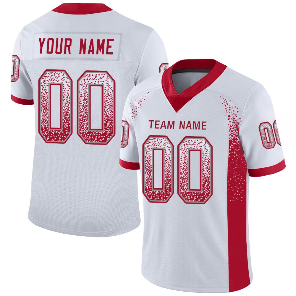 Custom White Red-Gray Mesh Drift Fashion Football Jersey