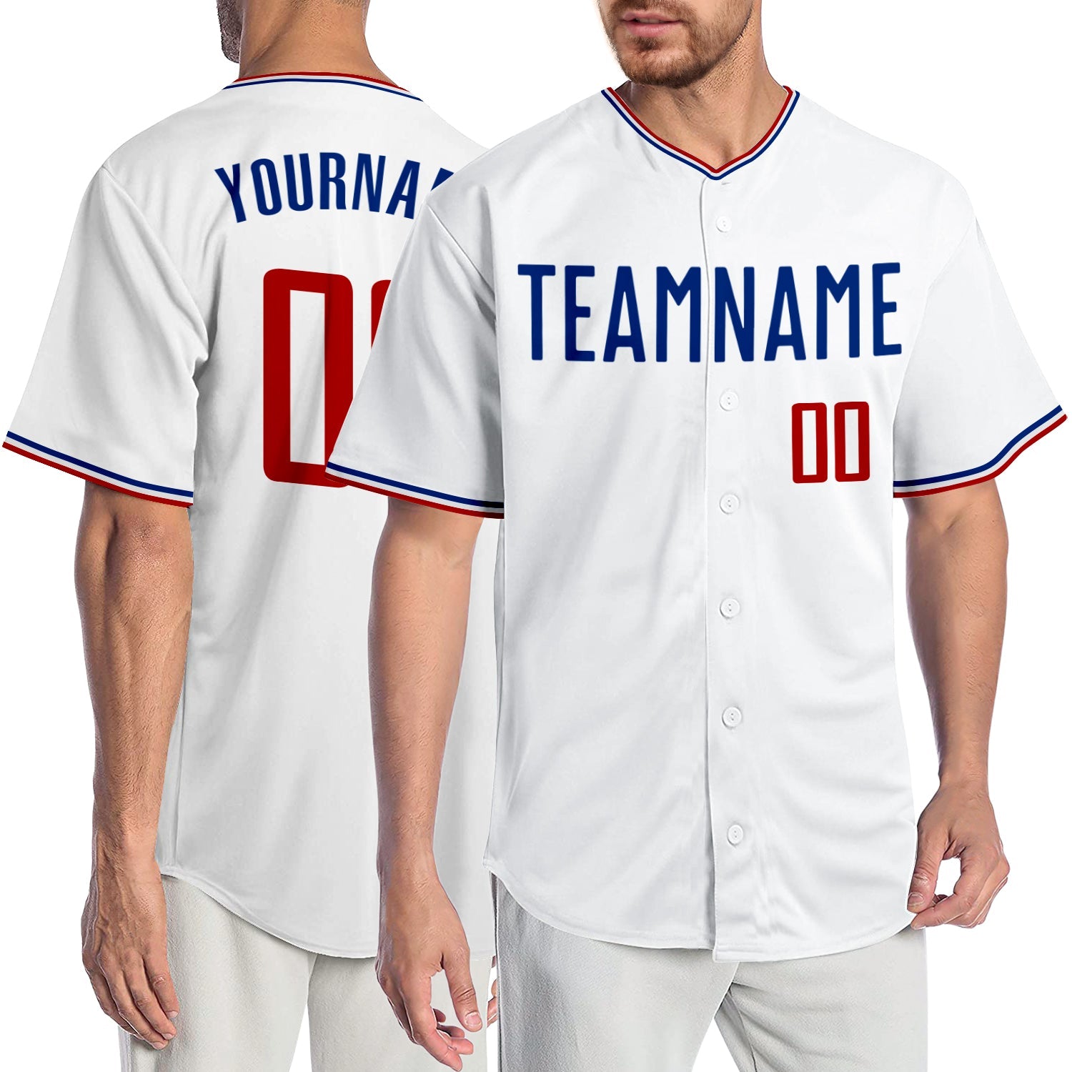 Custom White Red-Royal Authentic Baseball Jersey