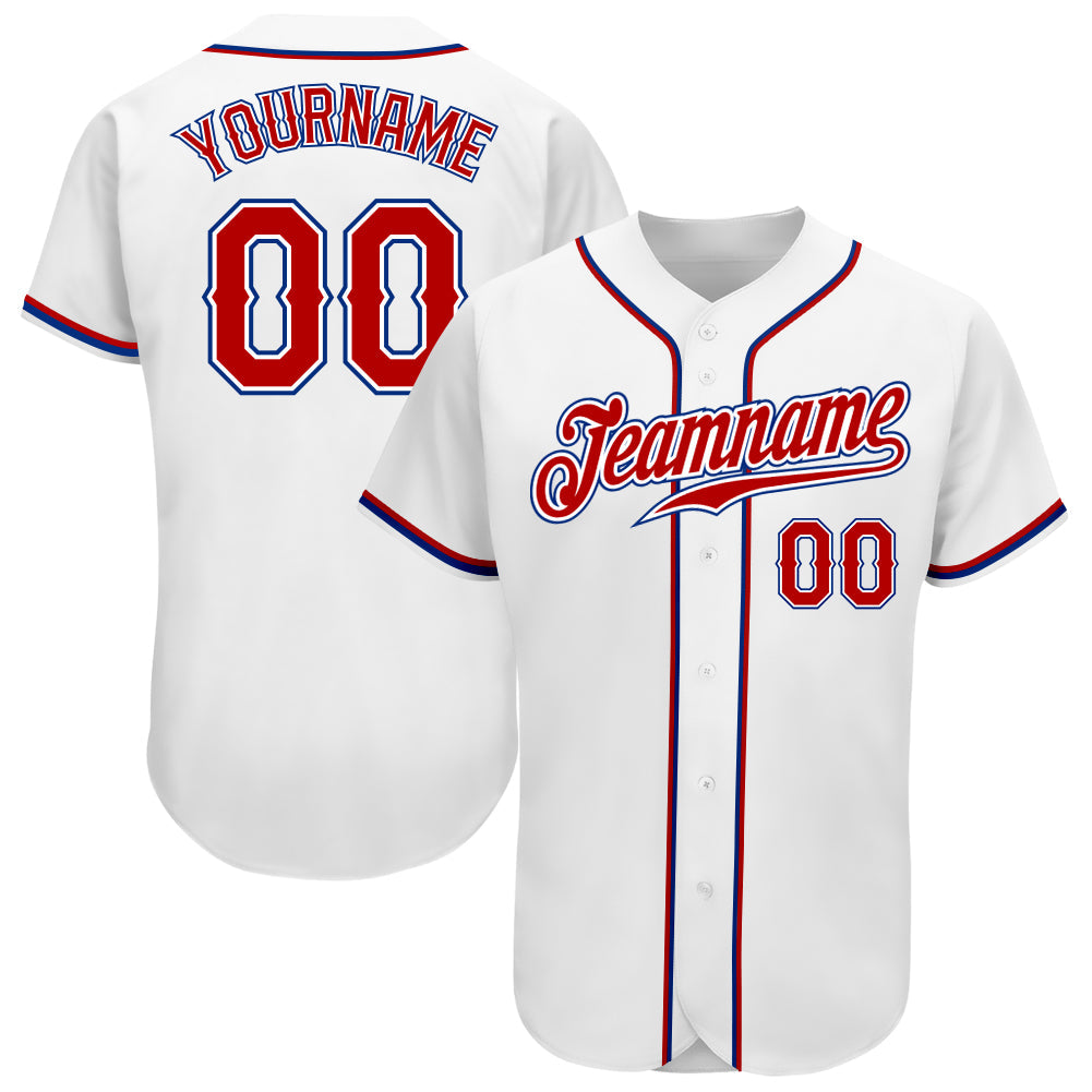 Custom White Red-Royal Authentic Baseball Jersey