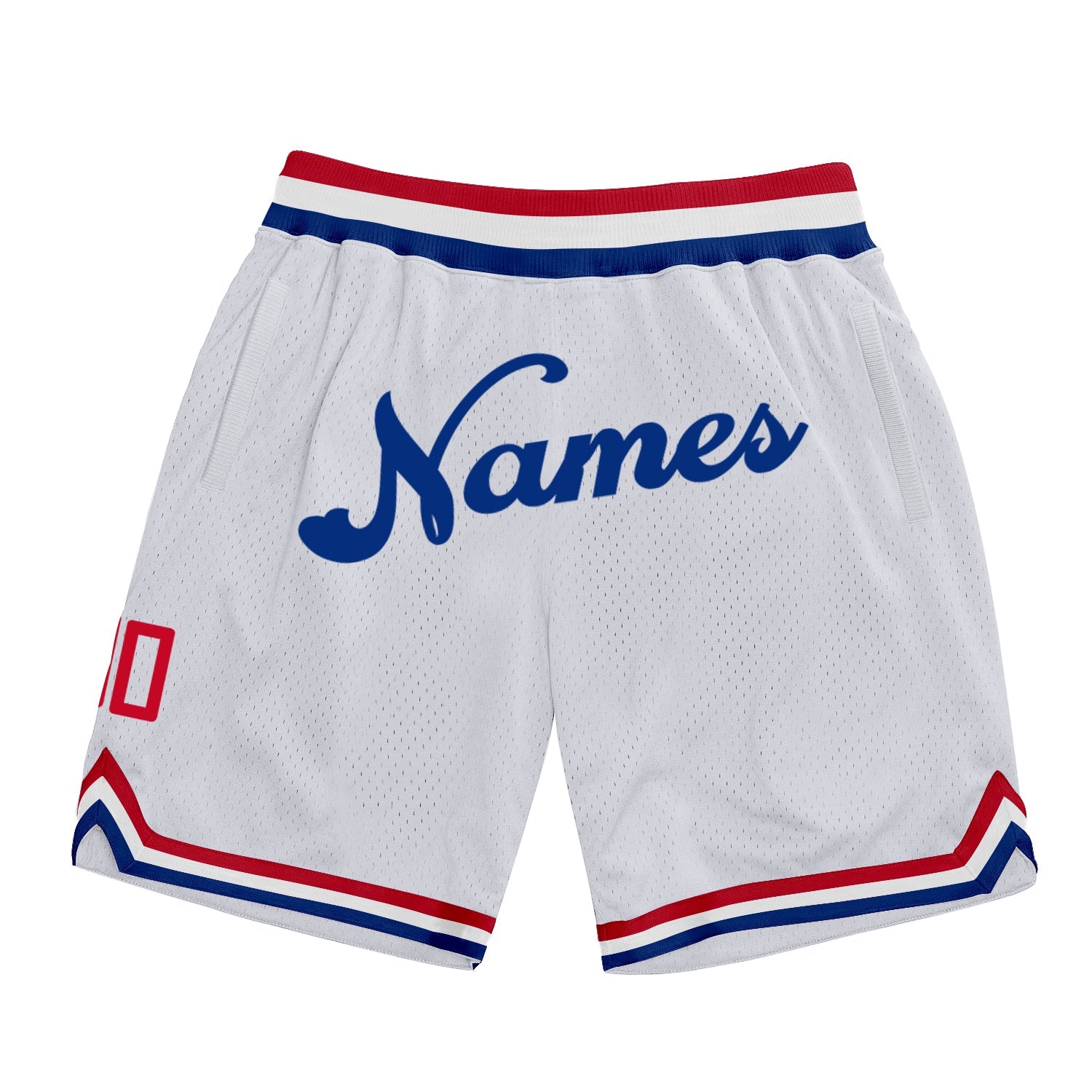 Custom White Royal Authentic Throwback Basketball Shorts