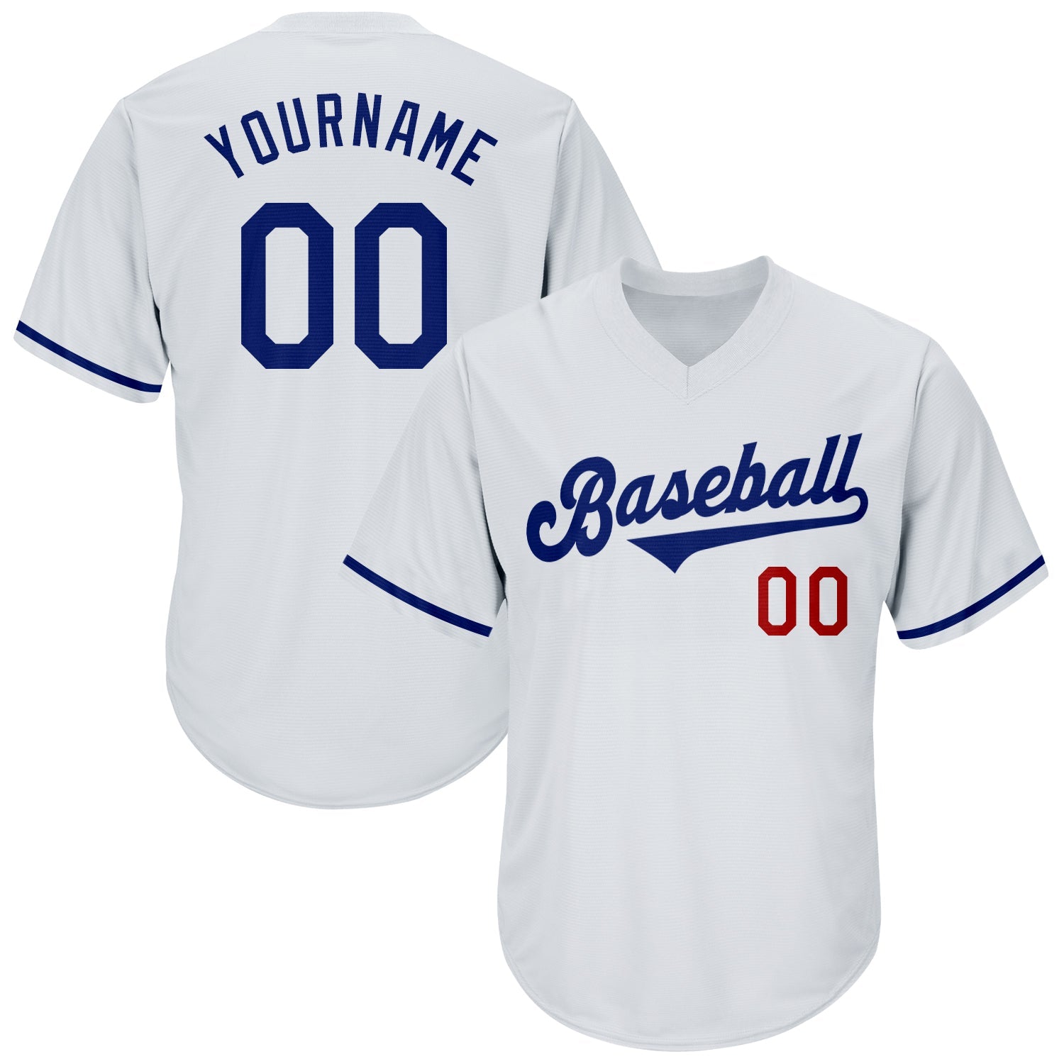 Custom White Royal-Red Authentic Throwback Rib-Knit Baseball Jersey Shirt