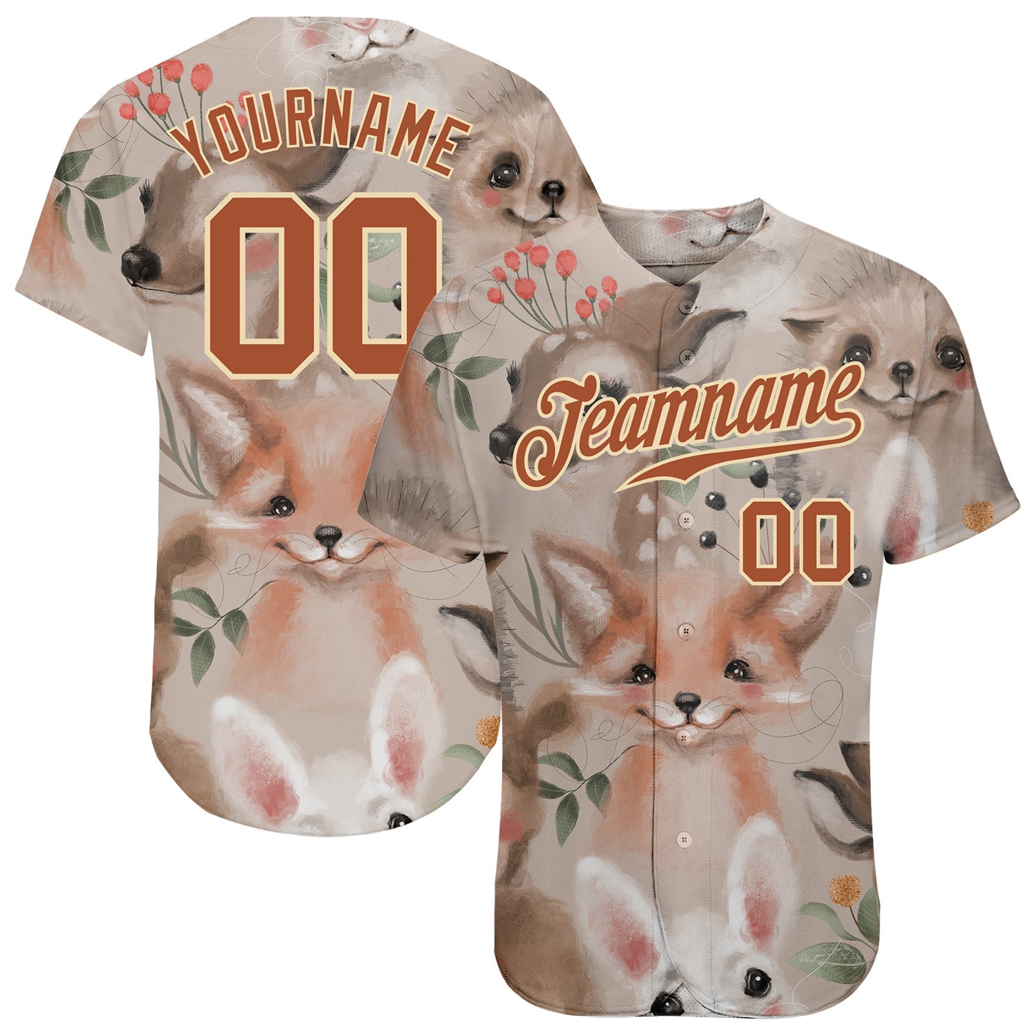 Custom White Texas Orange-Cream 3D Pattern Design Foxes Authentic Baseball Jersey