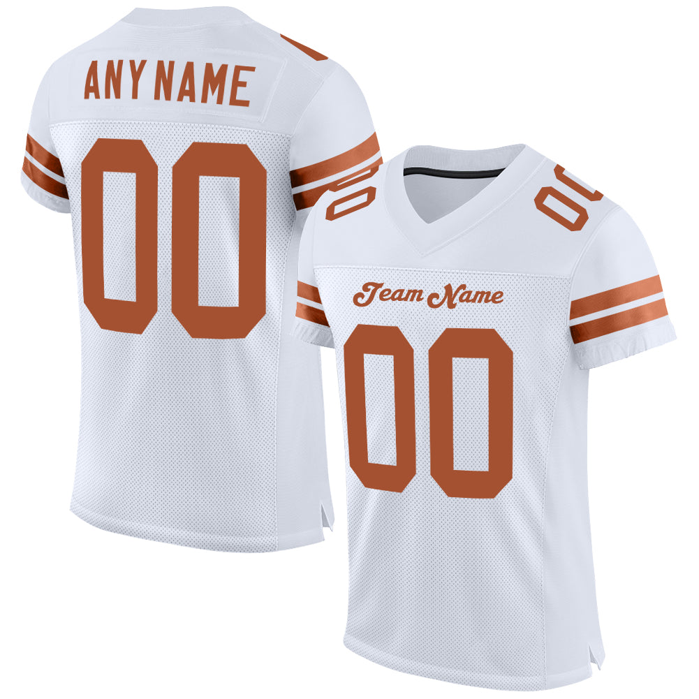 Custom White Texas Orange Mesh Authentic Football Jersey