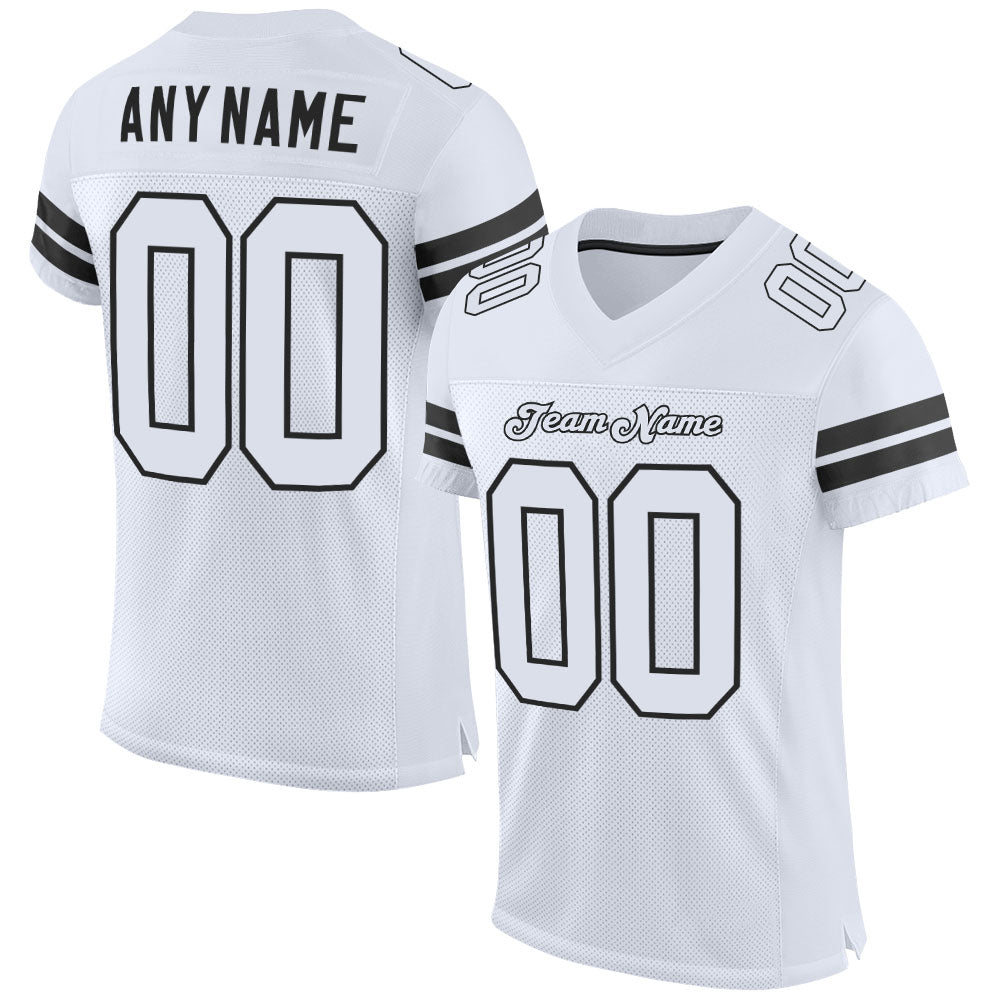 Custom White White-Black Mesh Authentic Football Jersey