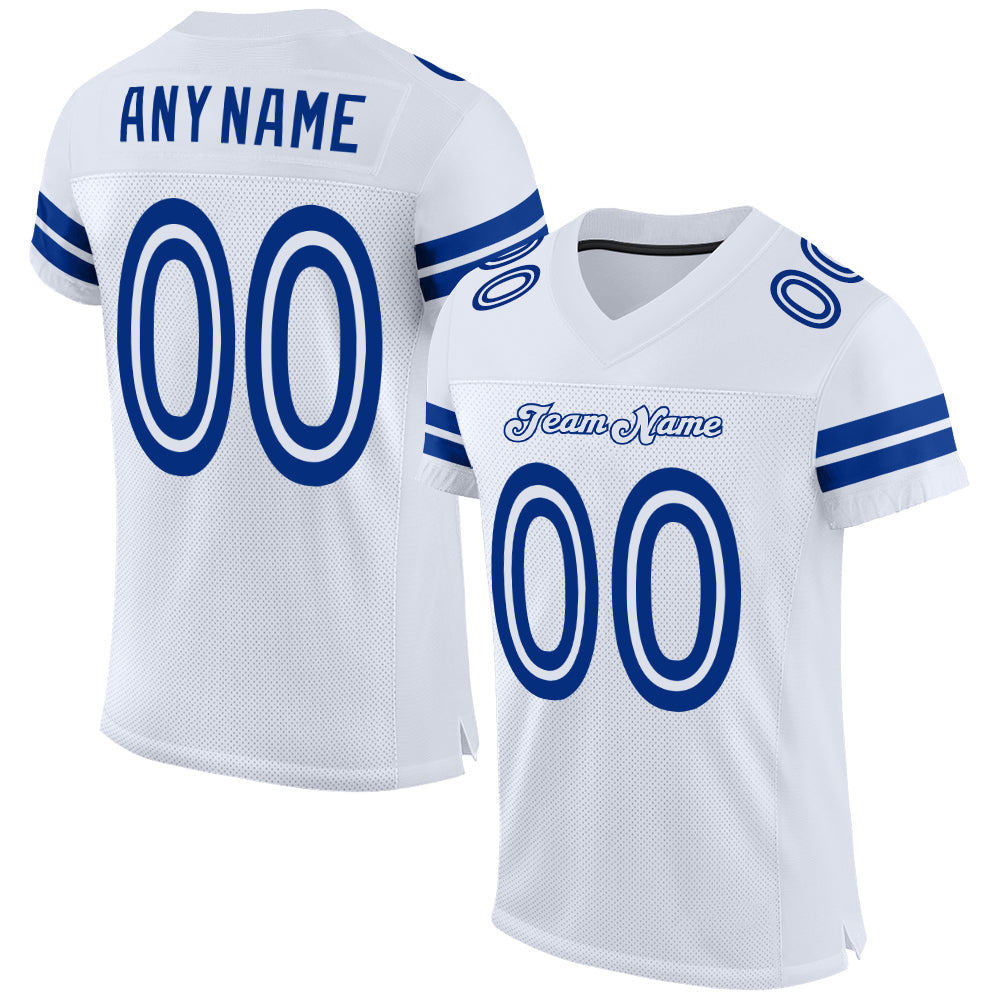 Custom White White-Royal Mesh Authentic Football Jersey